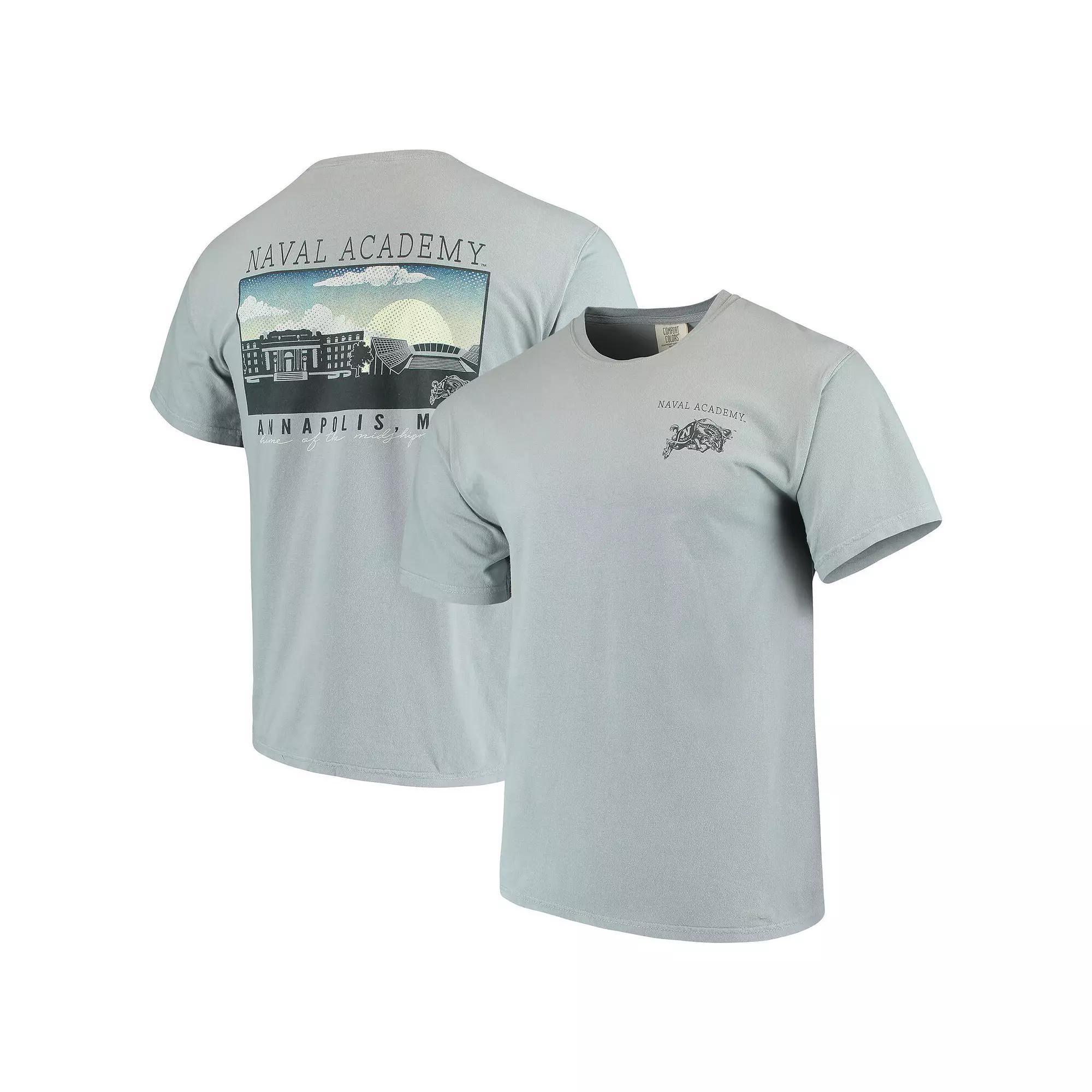 Mens Gray Navy Midshipmen Team Comfort Colors Campus Scenery T-Shirt Product Image