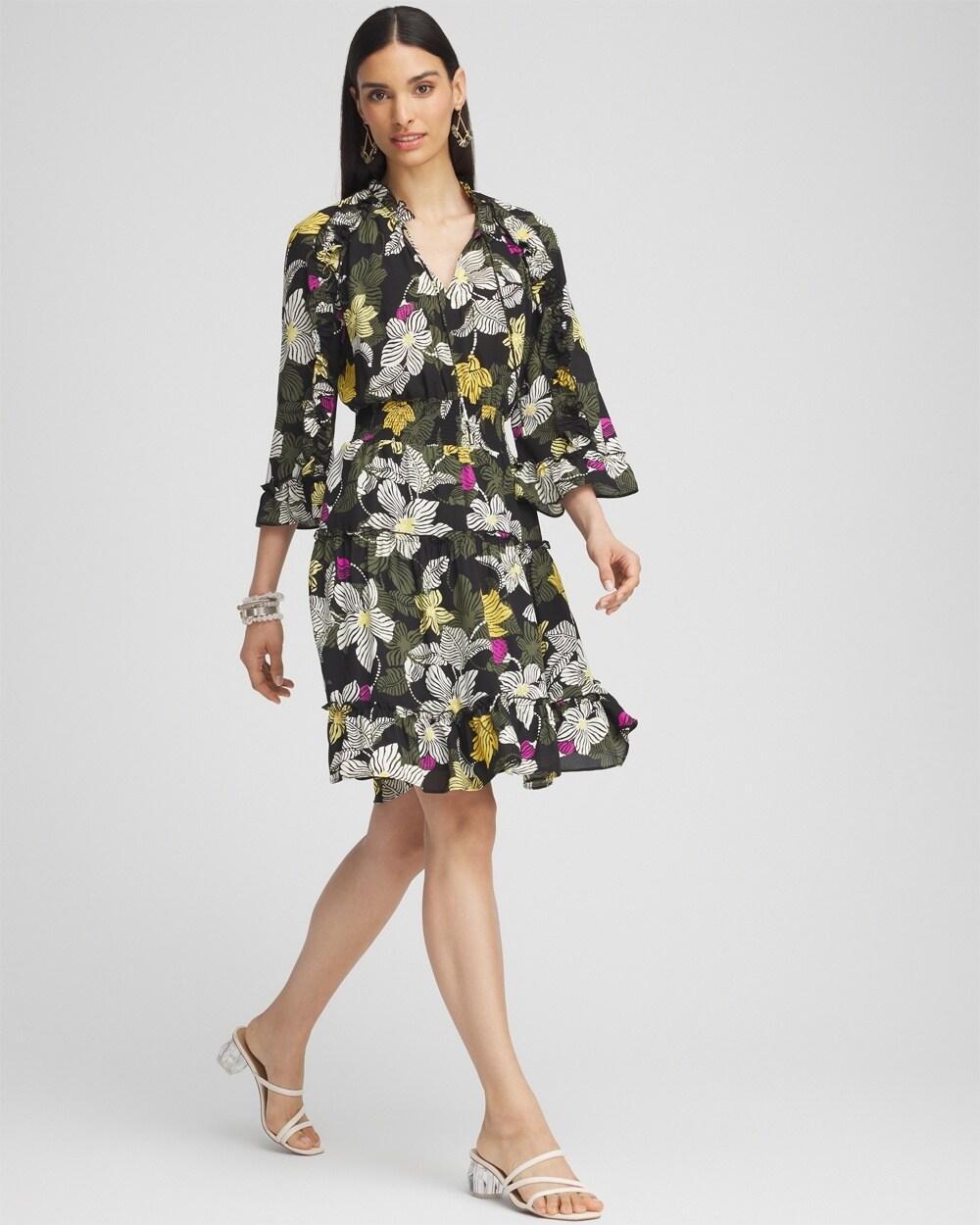 Botanical Ruffle Bell Sleeve Dress Product Image