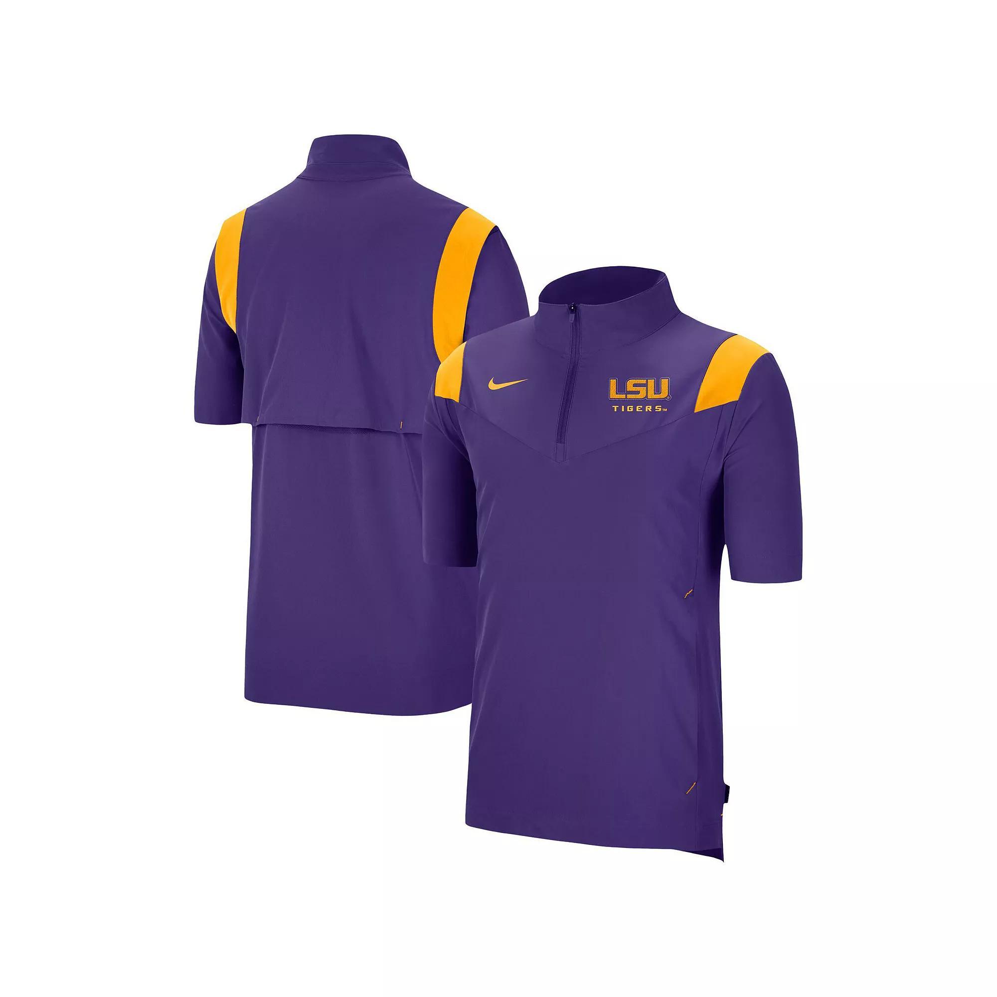 Mens Nike LSU Tigers Coach Short Sleeve Quarter-Zip Jacket Product Image