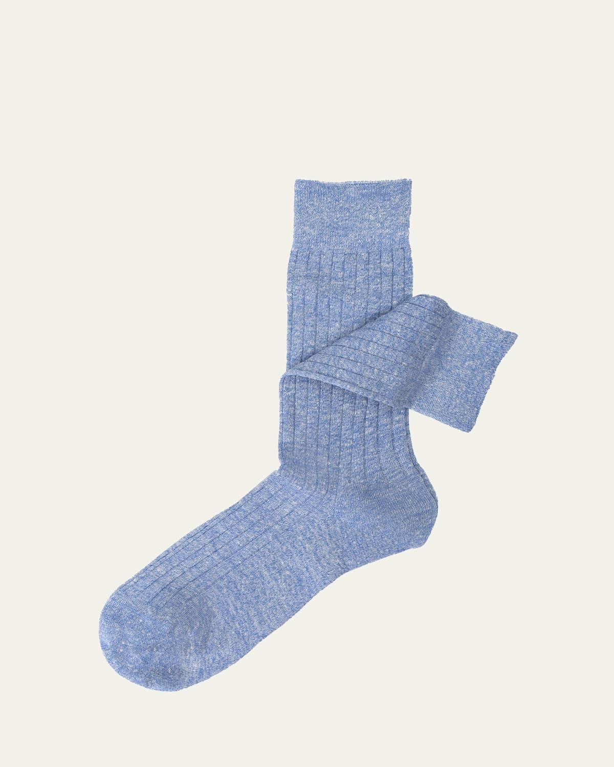 Men's Linen and Cotton Rib Crew Socks Product Image