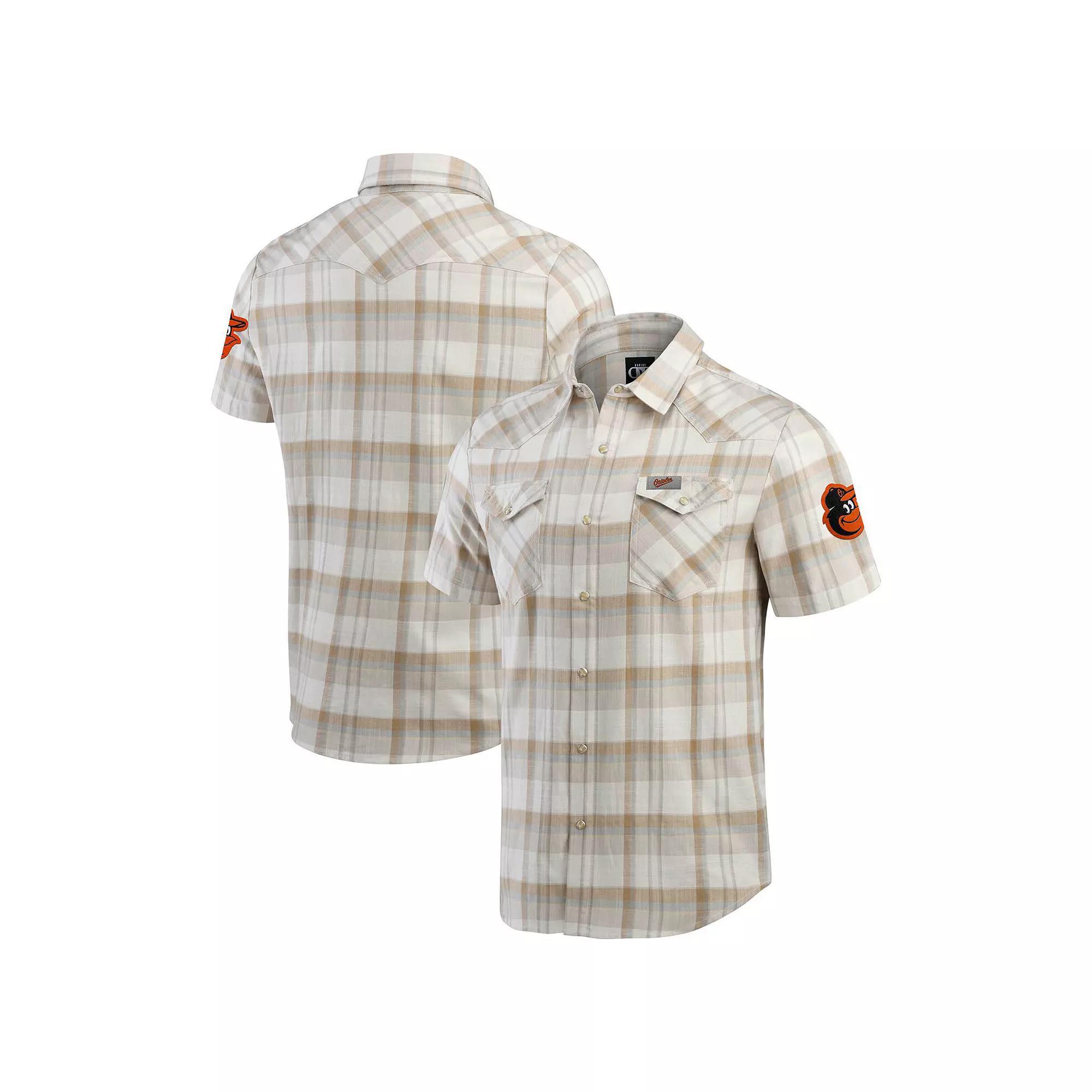 Men's Darius Rucker Collection by Fanatics Gray Baltimore Orioles Plaid Full-Snap Shirt, Size: XL, Grey Product Image