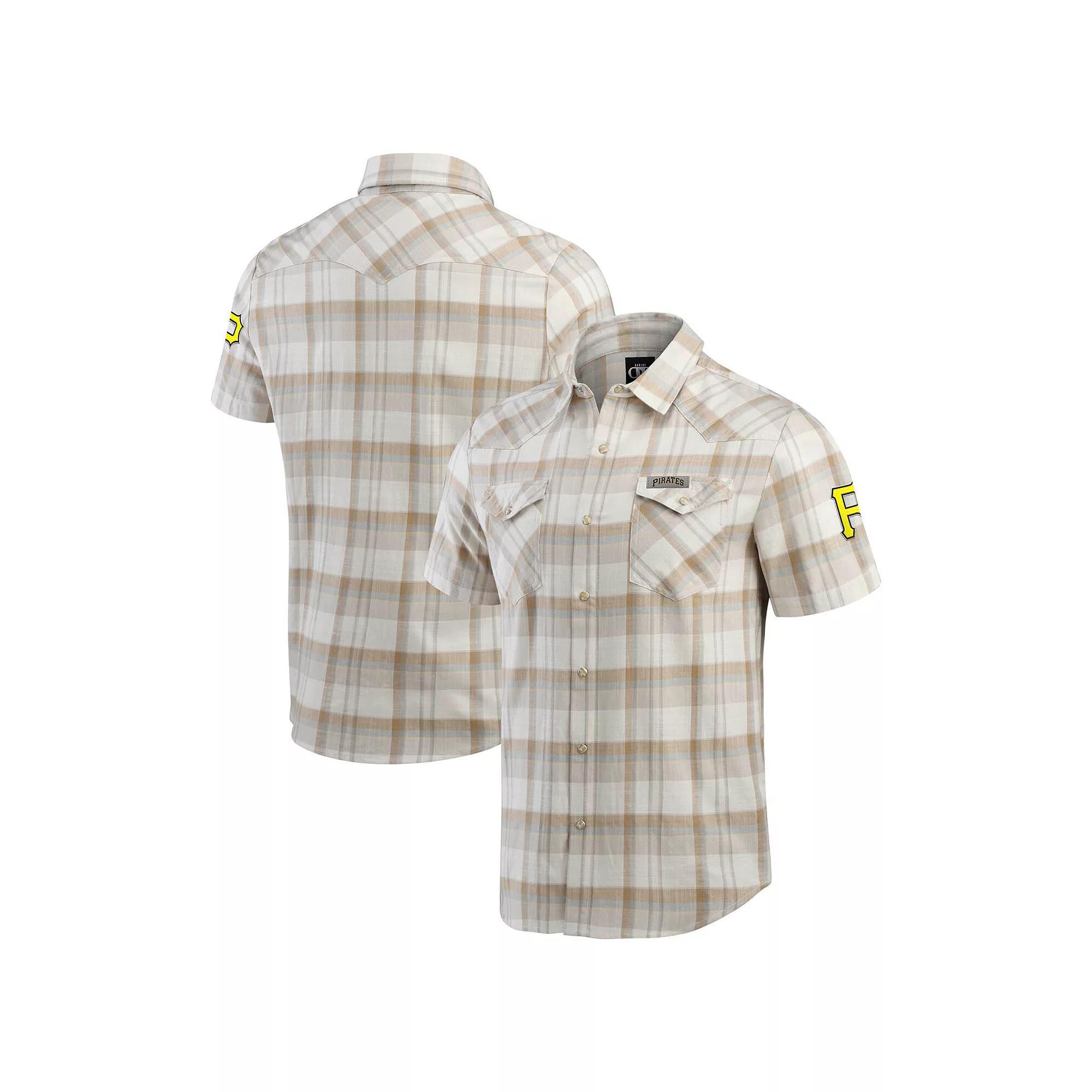 Men's Darius Rucker Collection by Fanatics Gray Pittsburgh Pirates Plaid Full-Snap Shirt, Size: XXL, Grey Product Image