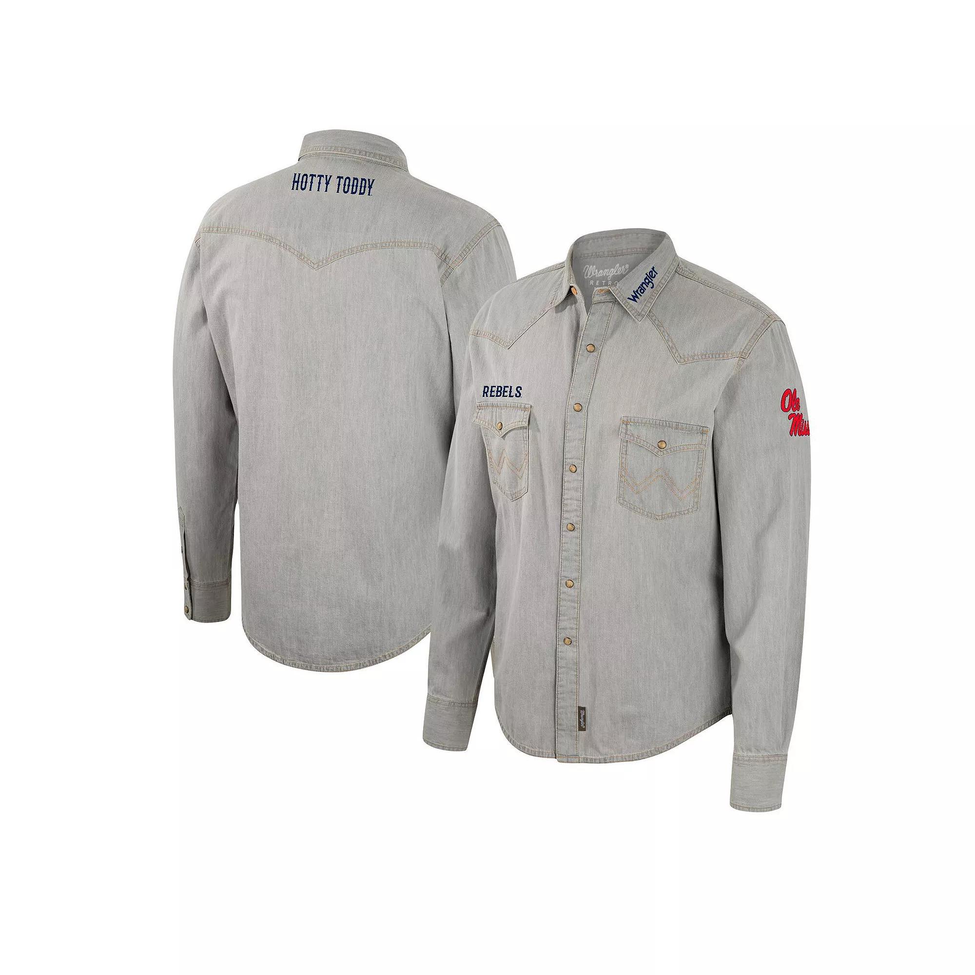 Men's Colosseum x Wrangler Gray West Virginia Mountaineers Cowboy Cut Western Full-Snap Long Sleeve Shirt, Size: XL, Grey Product Image