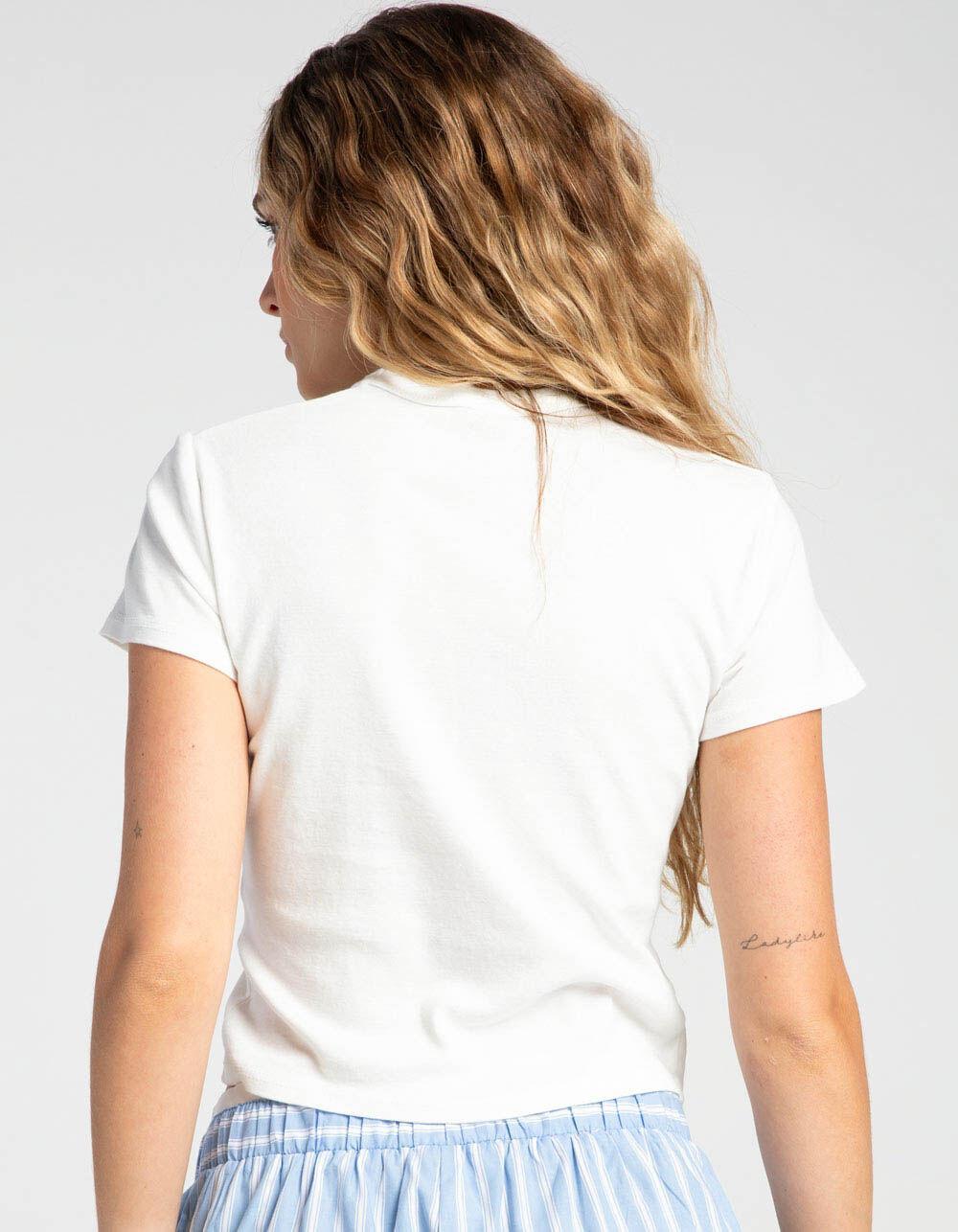 RSQ Womens 3 Ribbon Bow Baby Tee - CREAM Product Image