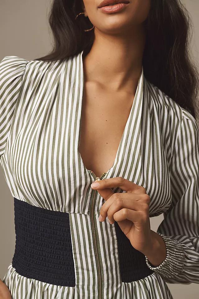 The Tommie Smocked Front-Zip Shirt Dress: Long-Sleeve Mini Edition Product Image