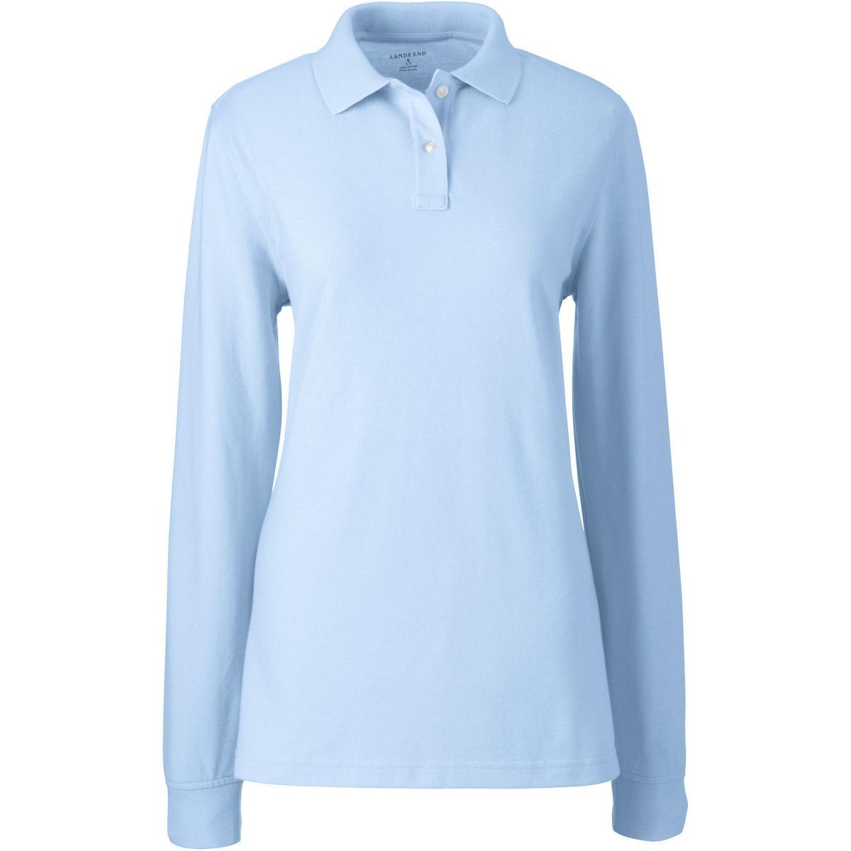 Womens Tall Lands End School Uniform Long Sleeve Mesh Polo Shirt Product Image