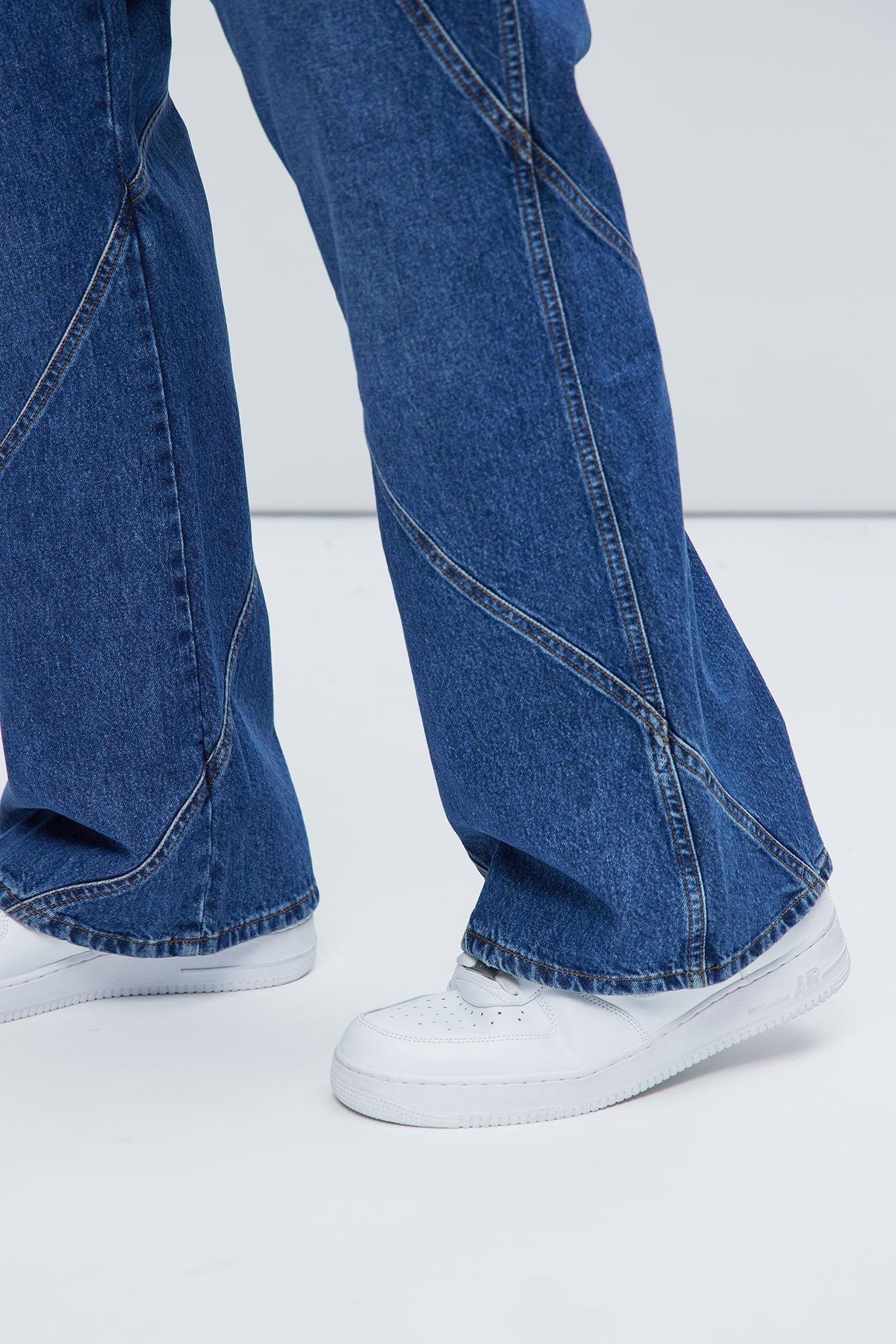 Reese Stacked Slim Flare Jeans - Medium Blue Wash Product Image