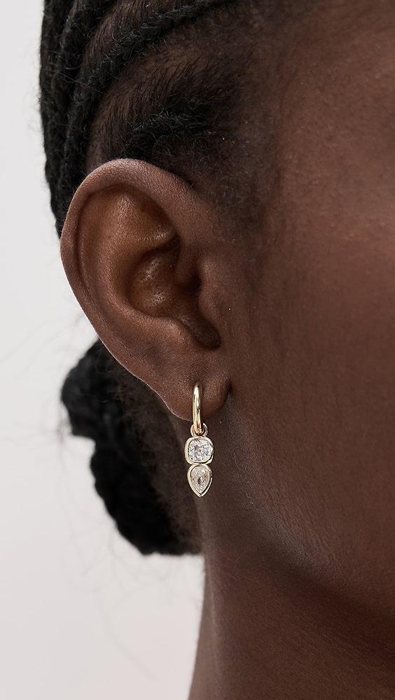 By Adina Eden Cubic Zirconia Bezel Square x Teardrop Dangle Huggie Earrings | Shopbop Product Image