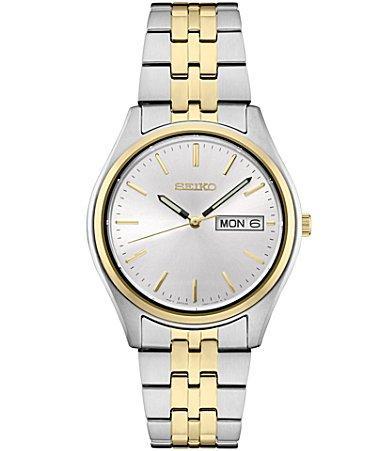 Seiko Mens Essential Two Tone White Dial Watch - SUR430 Gold Silver Product Image