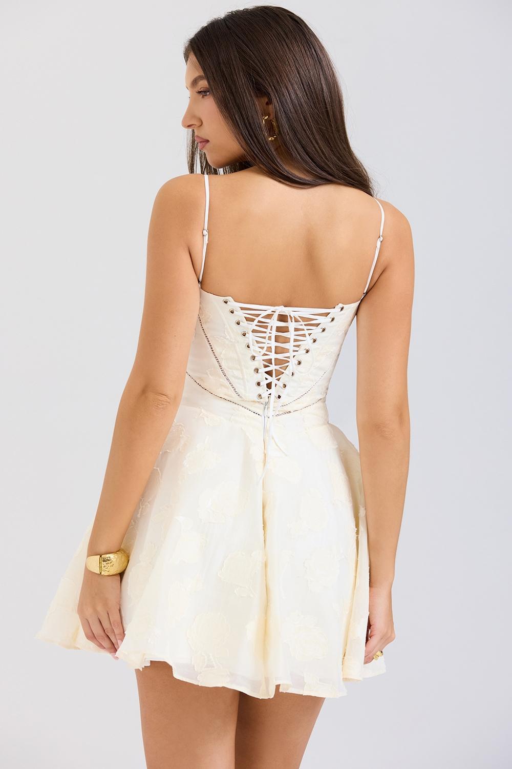 Serenita Vintage Cream Floral Mini Dress Product Image