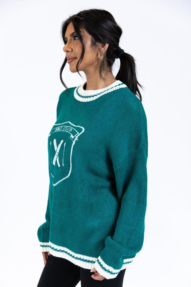 Ski Club Green and Ivory Embroidered Sweater FINAL SALE Product Image