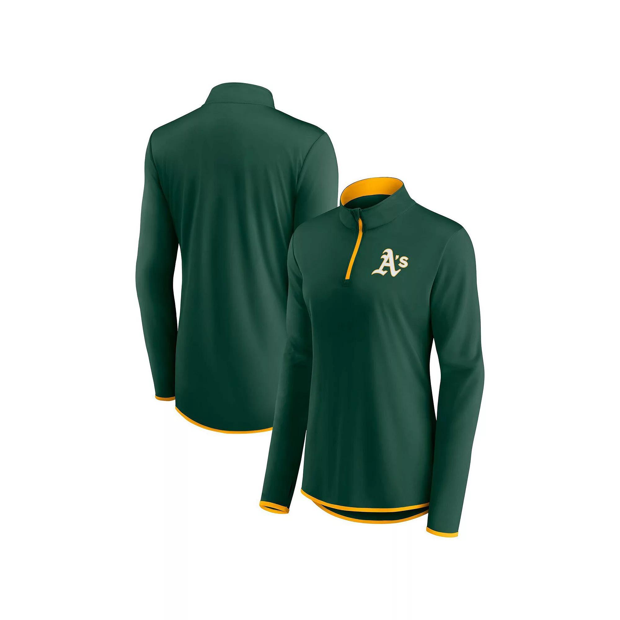 Women's Fanatics Branded Green Oakland Athletics Corner Quarter-Zip Top, Size: 2XL Product Image