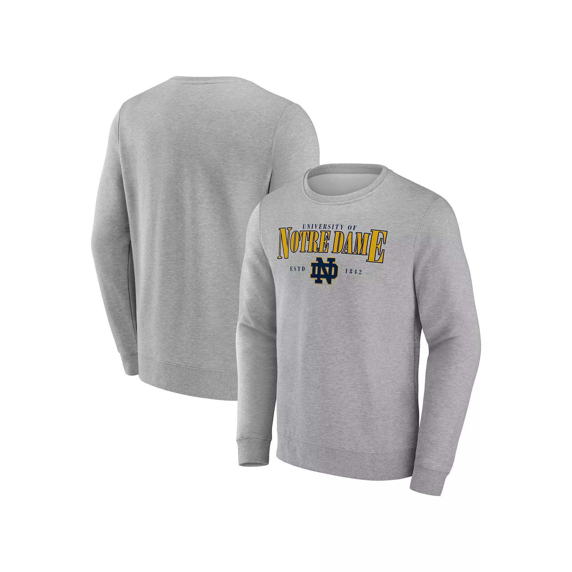 Men's Fanatics Gray Notre Dame Fighting Irish True Classics Act Fast Fleece Pullover Sweatshirt, Size: 2XL, Grey Product Image