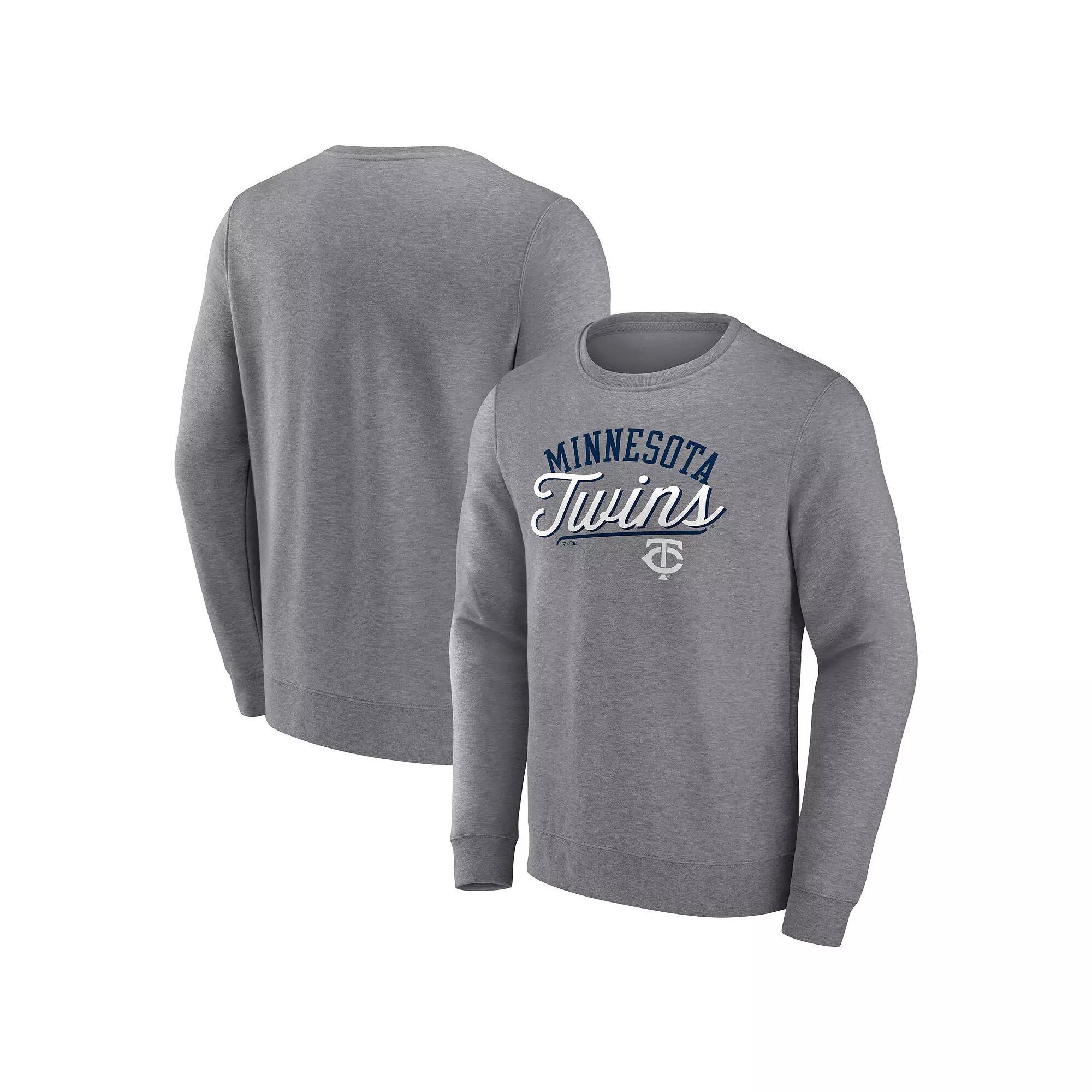 Men's Fanatics Branded Heather Gray Minnesota Twins Simplicity Pullover Sweatshirt, Size: 4XL, Grey Product Image