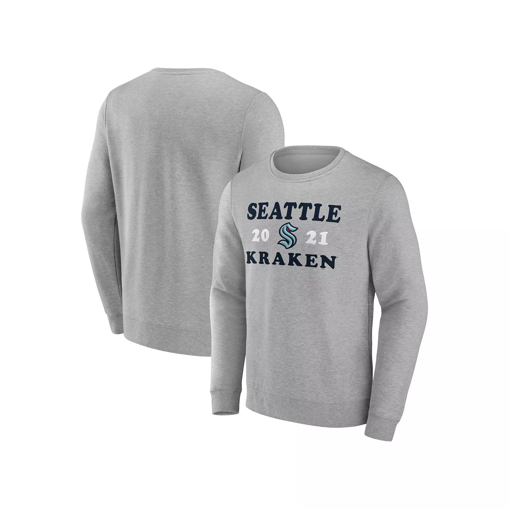 Men's Fanatics Branded Heather Charcoal Seattle Kraken Fierce Competitor Pullover Sweatshirt, Size: 5XL, Krk Charco Product Image