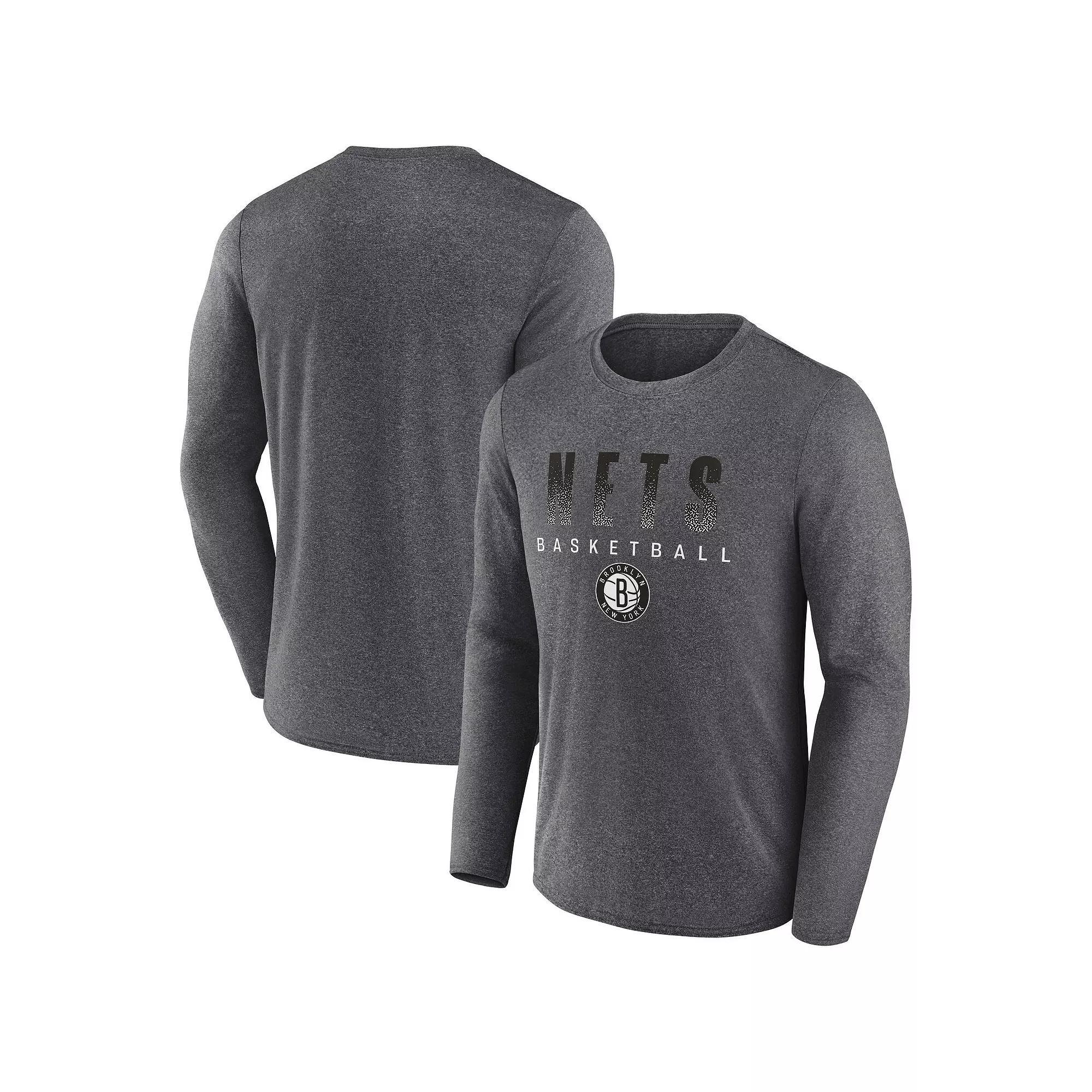 Men's Fanatics Branded Heathered Charcoal Brooklyn Nets Where Legends Play Iconic Practice Long Sleeve T-Shirt, Size: Small Product Image
