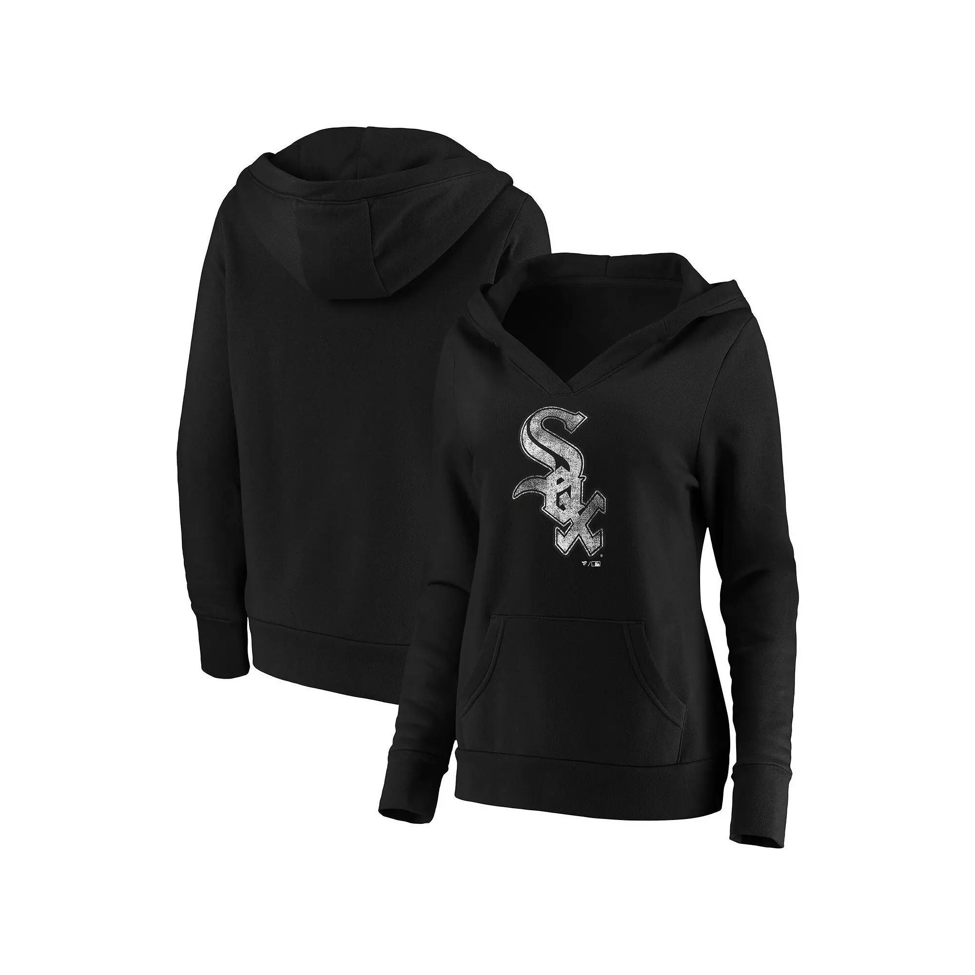 Women's Fanatics Branded Black Chicago White Sox Core Team Crossover V-Neck Pullover Hoodie, Size: Medium Product Image