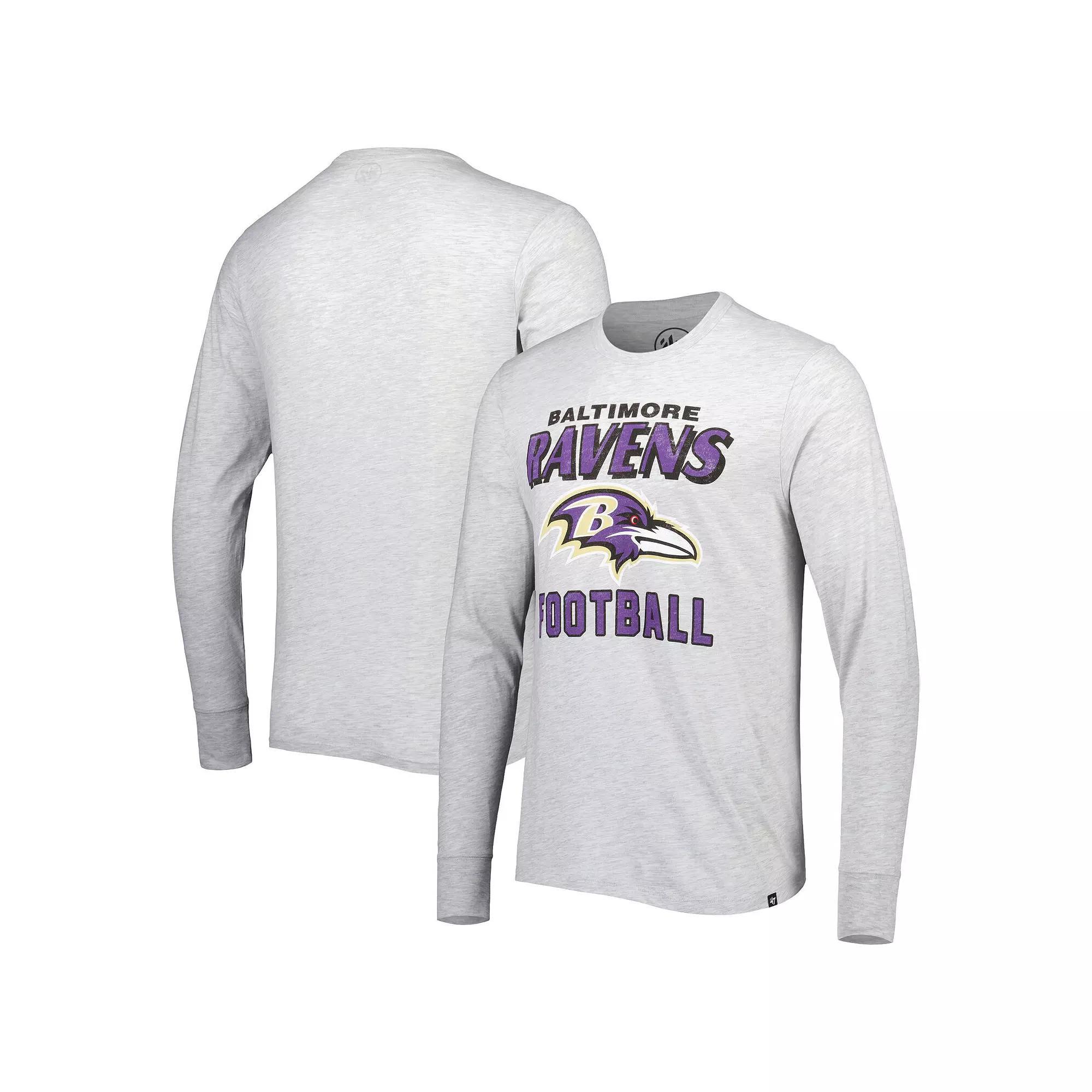 Men's '47 Heathered Gray Baltimore Ravens Dozer Franklin Long Sleeve T-Shirt, Size: XL, Grey Product Image