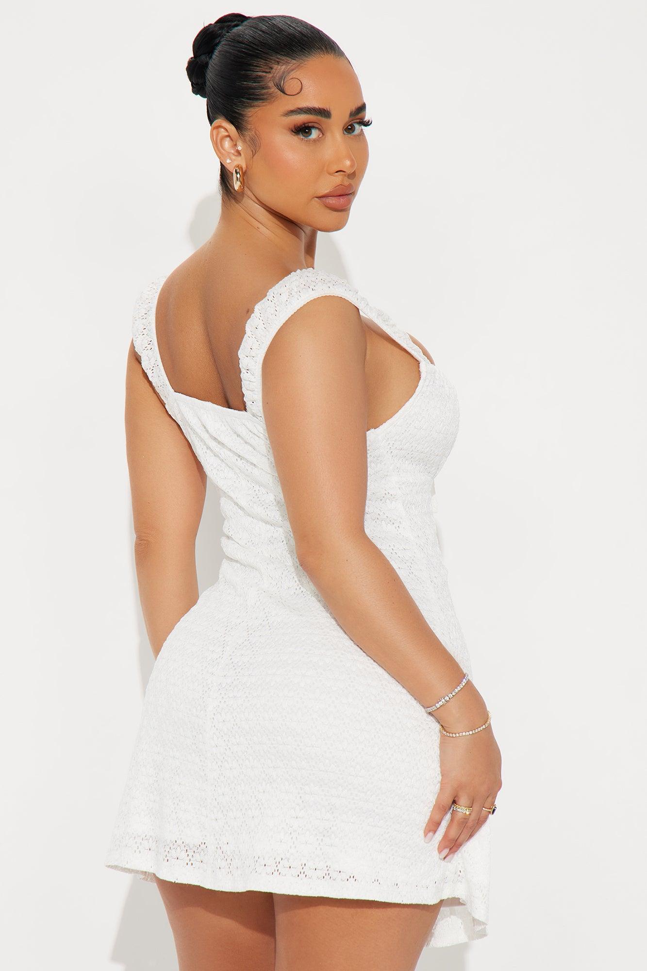 Caroline Eyelet Mini Dress - Ivory Product Image