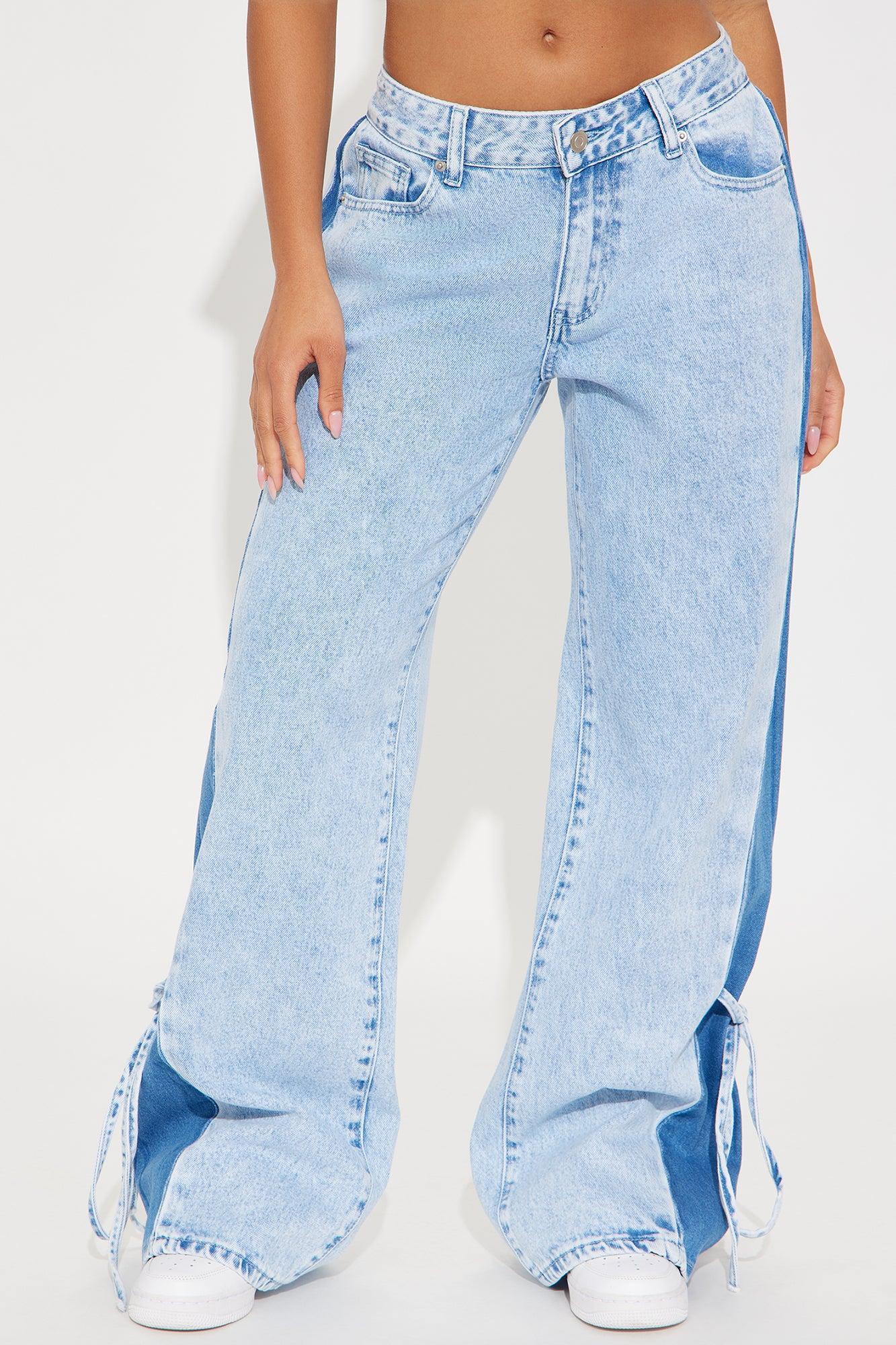 Couldn't Forget It Two Tone Wide Leg Jeans - Light Wash Product Image