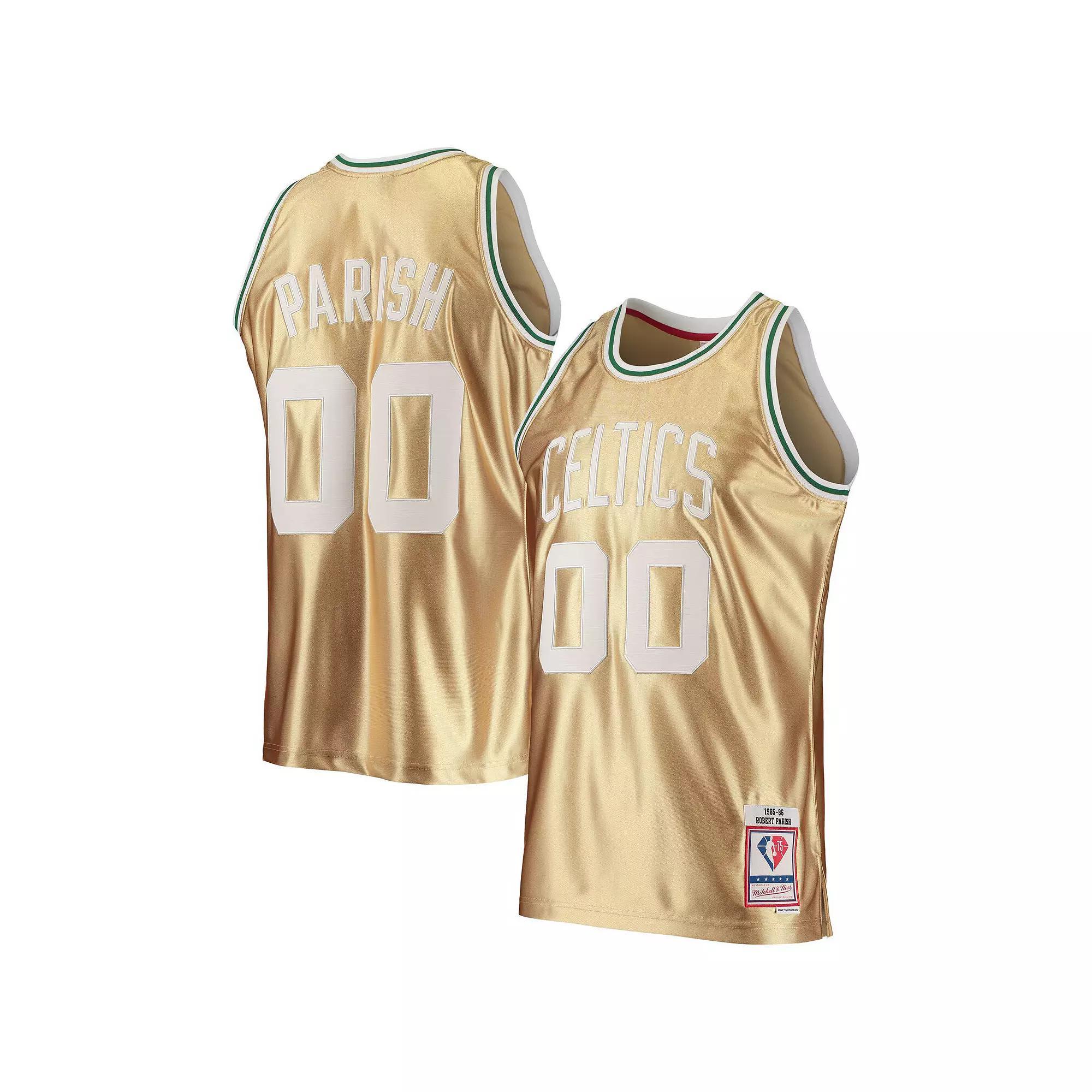 Mens Mitchell & Ness Robert Parish Boston Celtics 75th Anniversary 1985-86 Hardwood Classics Swingman Jersey Product Image