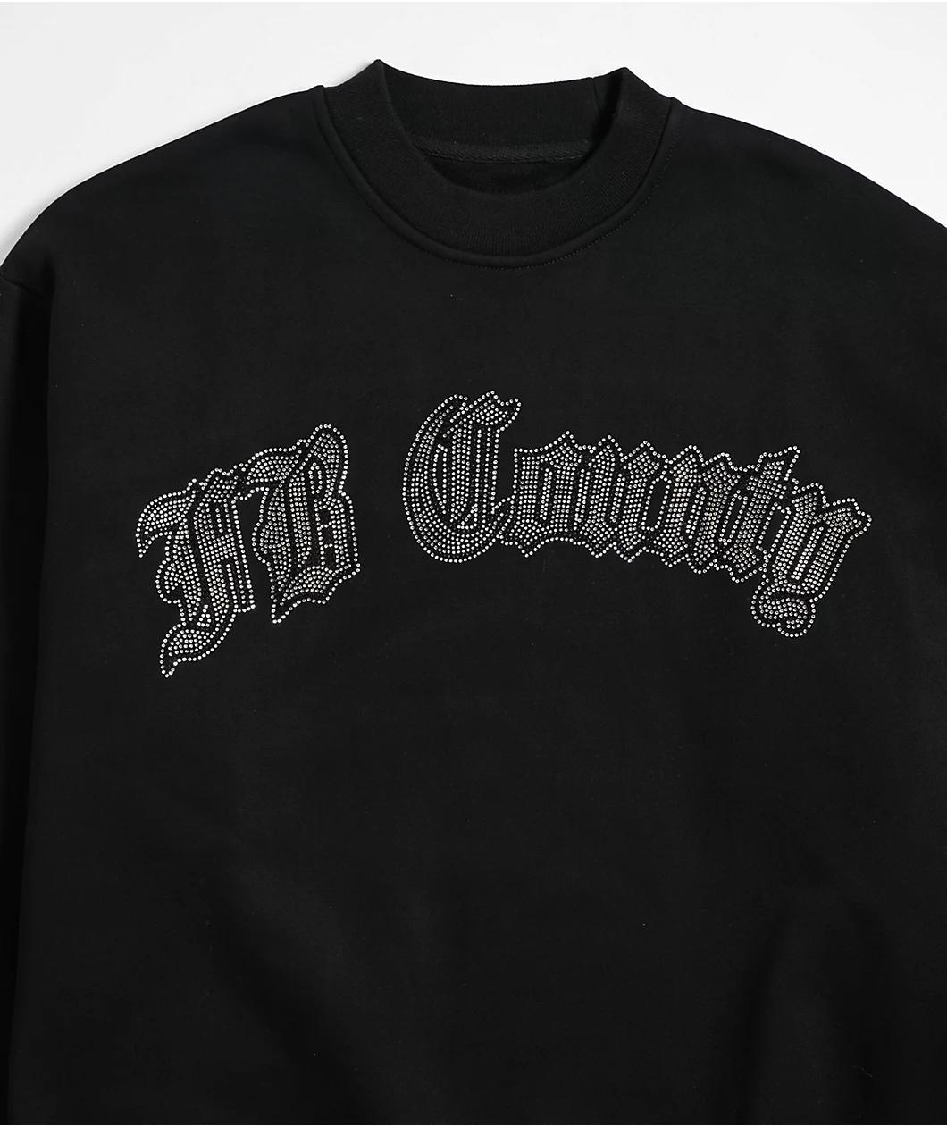 FB County Rhinestone Black Crewneck Sweatshirt Product Image