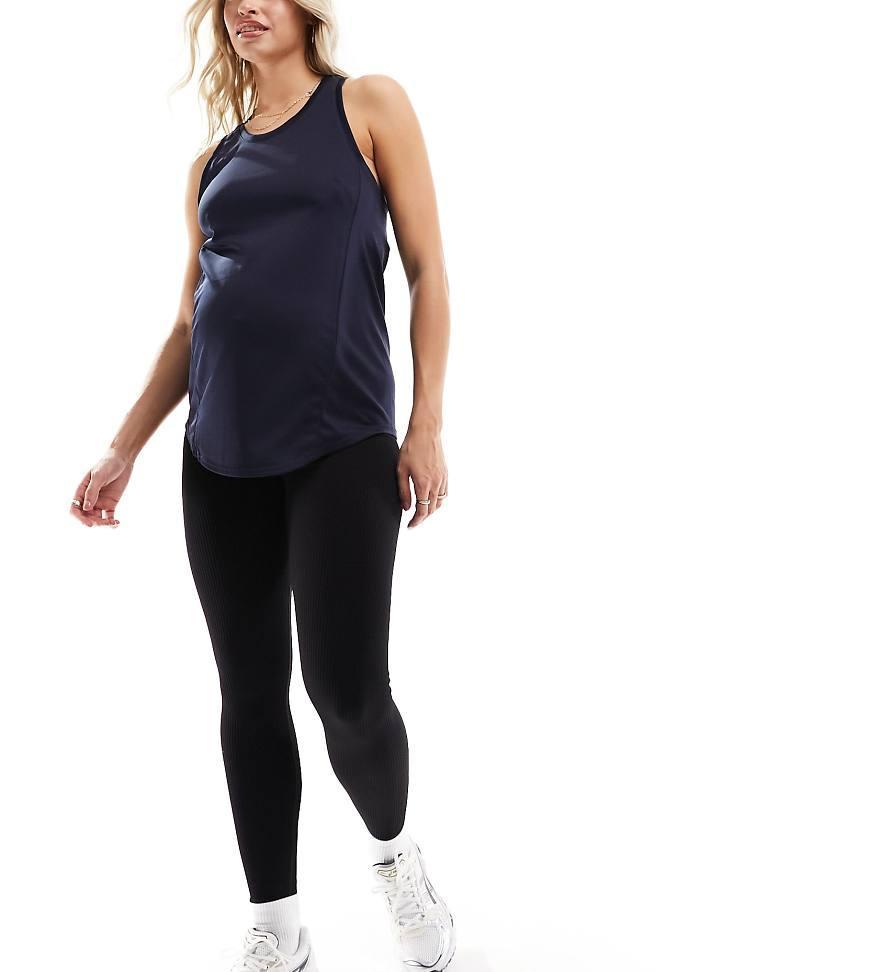 4505 Maternity Icon seamless rib gym legging in black  Product Image