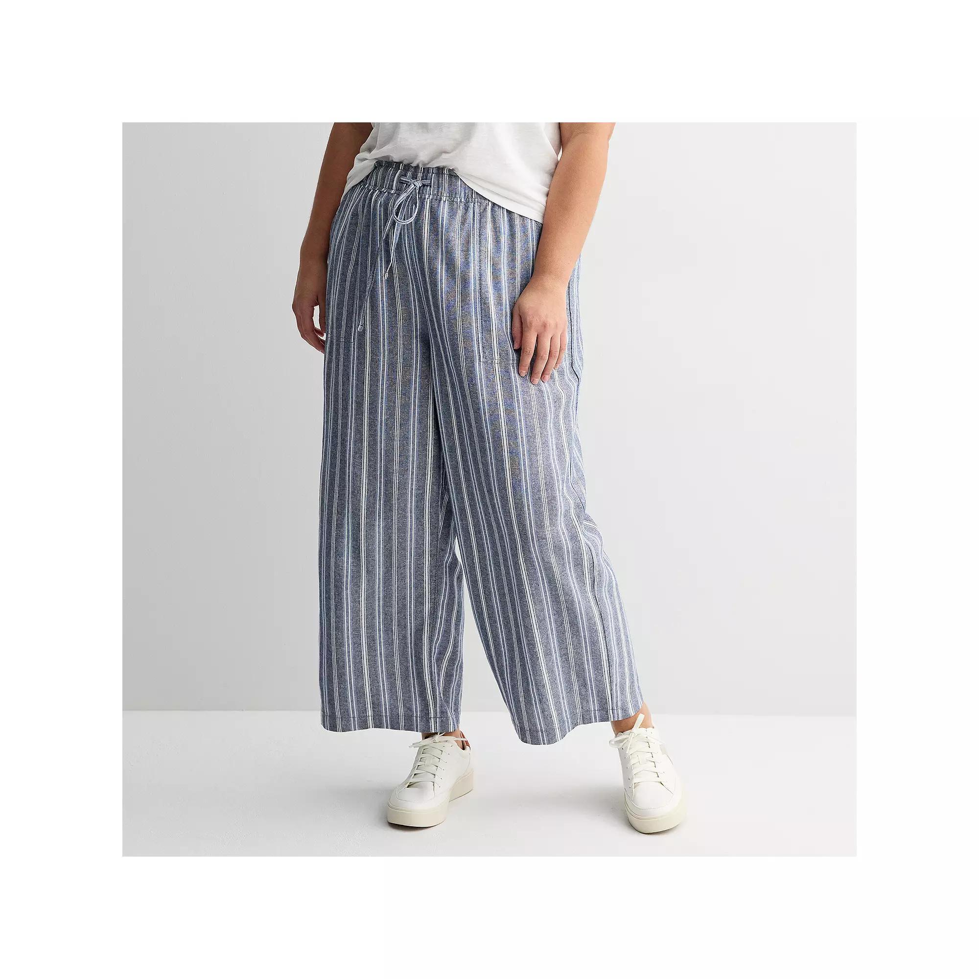 Plus Size Sonoma Goods For Life Linen Wide Leg Ankle Pants, Womens Product Image