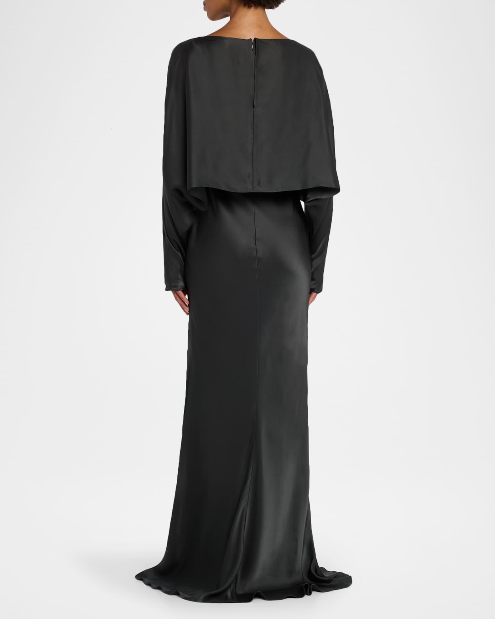 Dolman-Sleeve Satin Cape Gown Product Image
