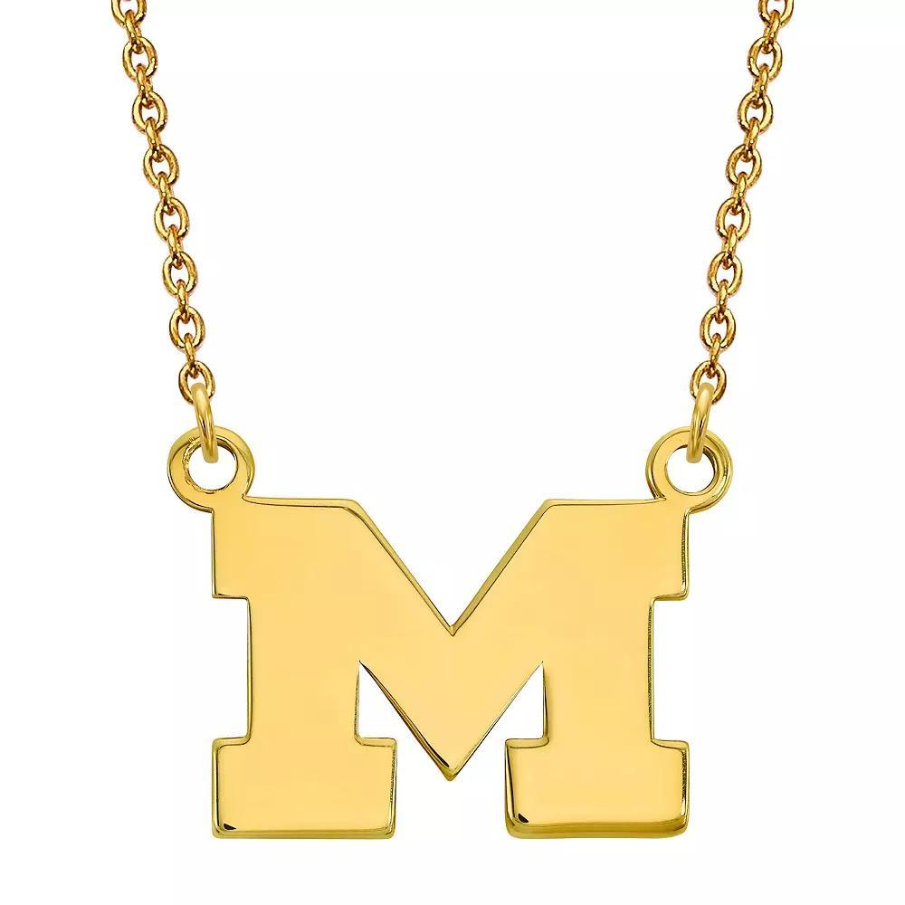LogoArt 14K Gold Plated Michigan Wolverines Small Pendant with Necklace, Women's, Size: 18 mm Product Image