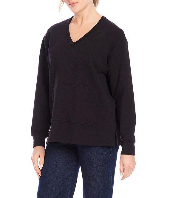 Karen Kane Fleece V-Neck Long Sleeve Pullover Product Image
