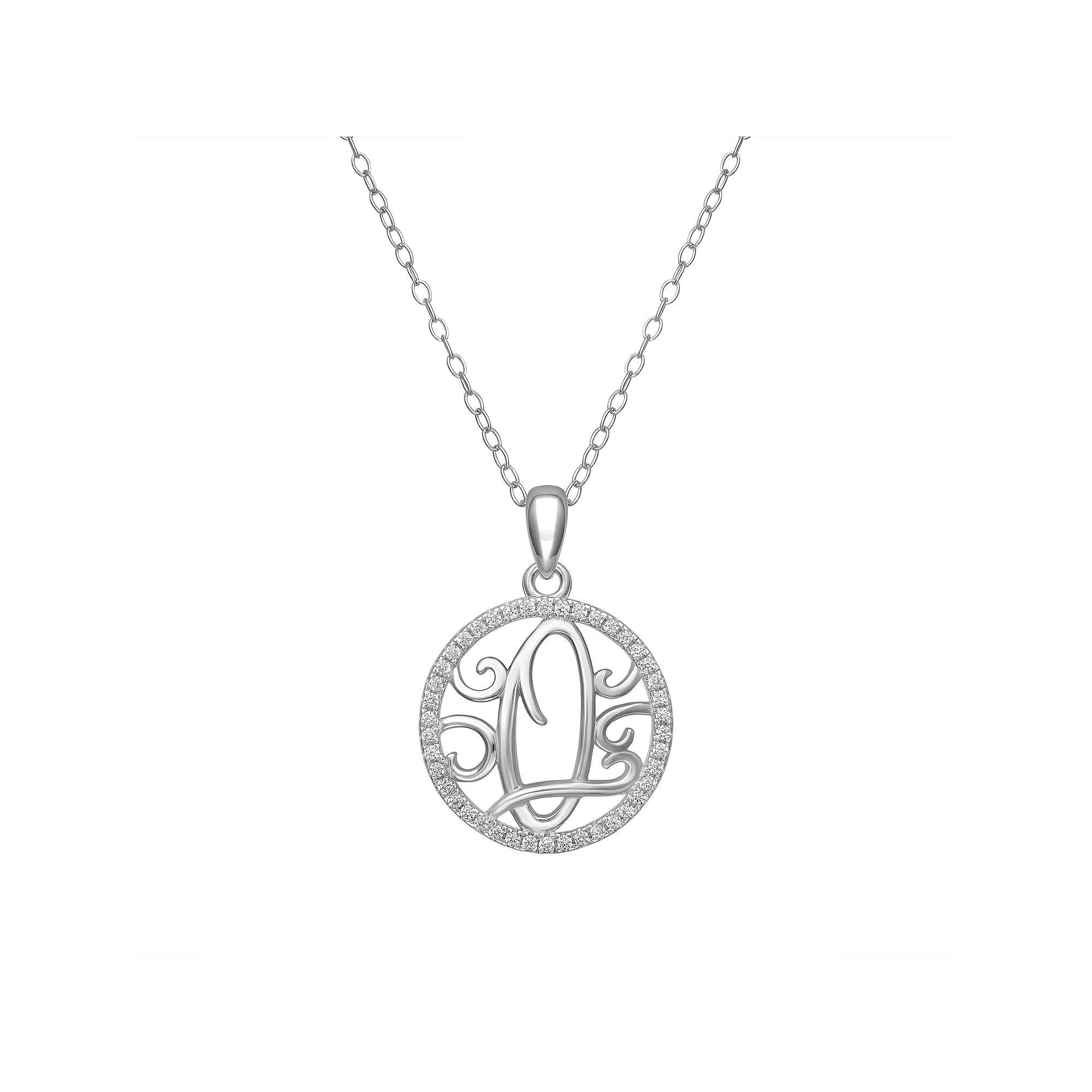 PRIMROSE Sterling Silver Cubic Zirconia Initial Pendant Necklace, Women's, Size: 18" Product Image