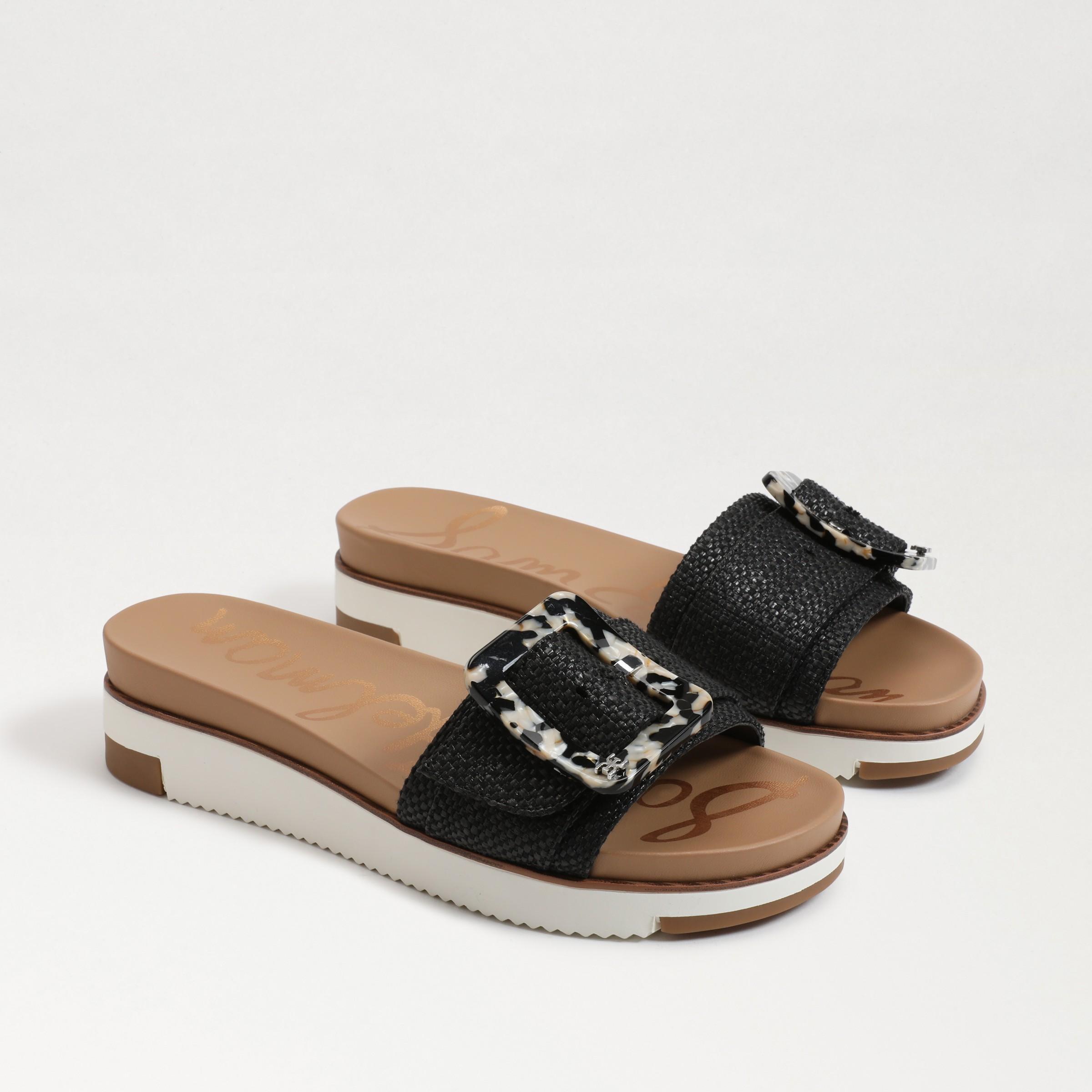 Sam Edelman Ariane Raffia Tortoise Buckle Detail Platform Slides Product Image