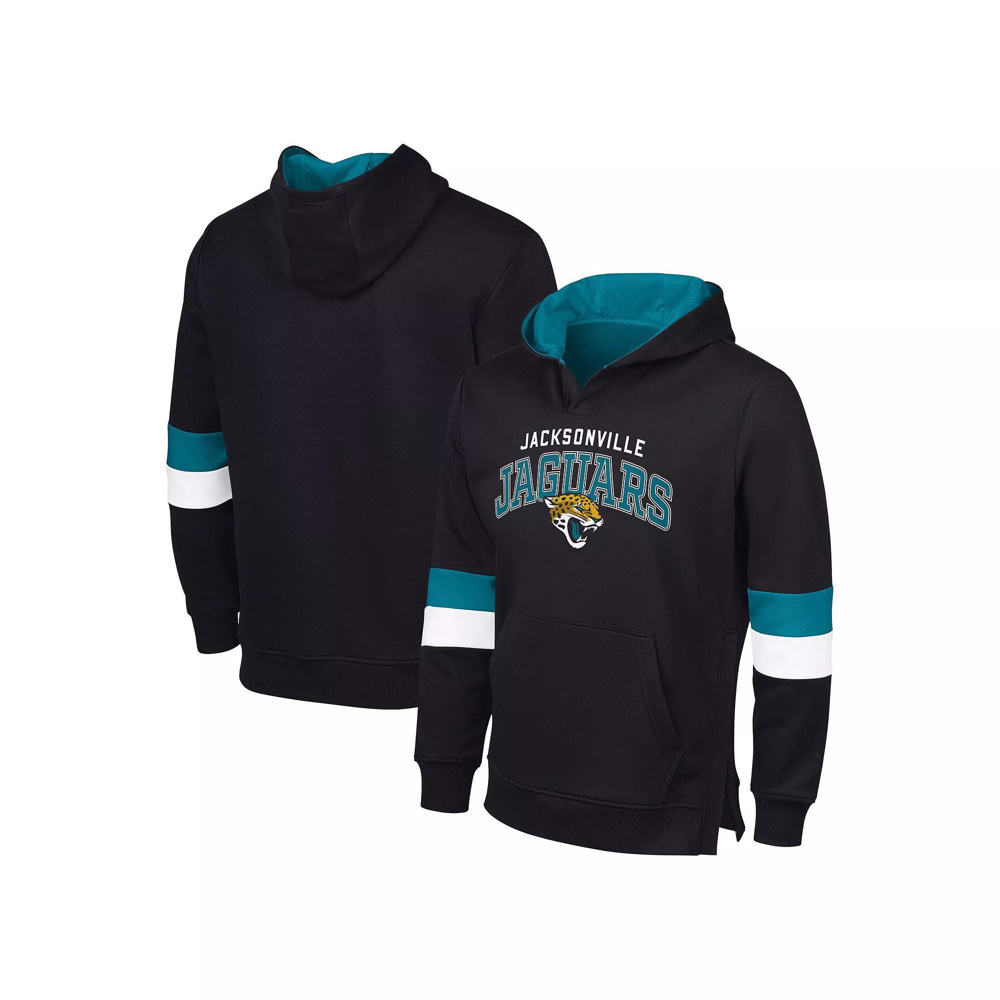 Men's G-III Sports by Carl Banks Black/Teal Jacksonville Jaguars Adaptive Faceoff Pullover Hoodie, Size: Medium Product Image