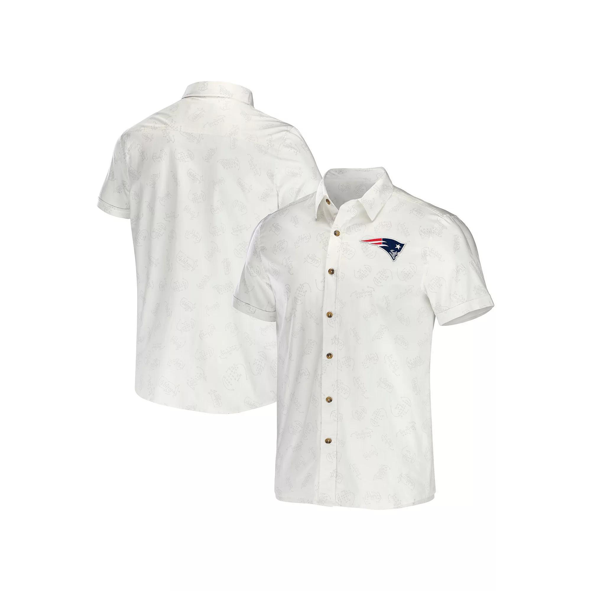 Men's NFL x Darius Rucker Collection by Fanatics White New England Patriots Woven Button-Up T-Shirt, Size: Small Product Image