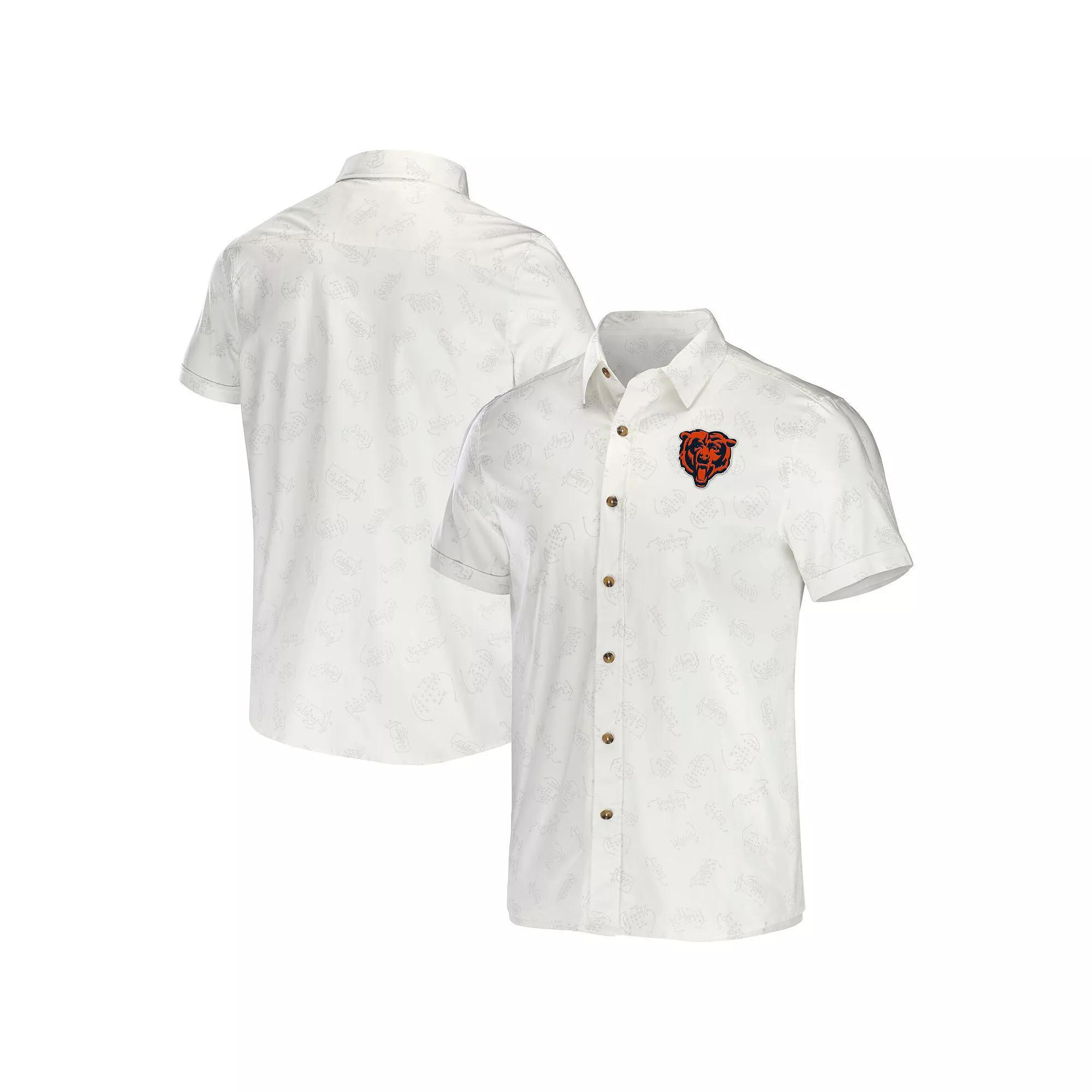 Men's NFL x Darius Rucker Collection by Fanatics White Chicago Bears Woven Button-Up T-Shirt, Size: Small Product Image