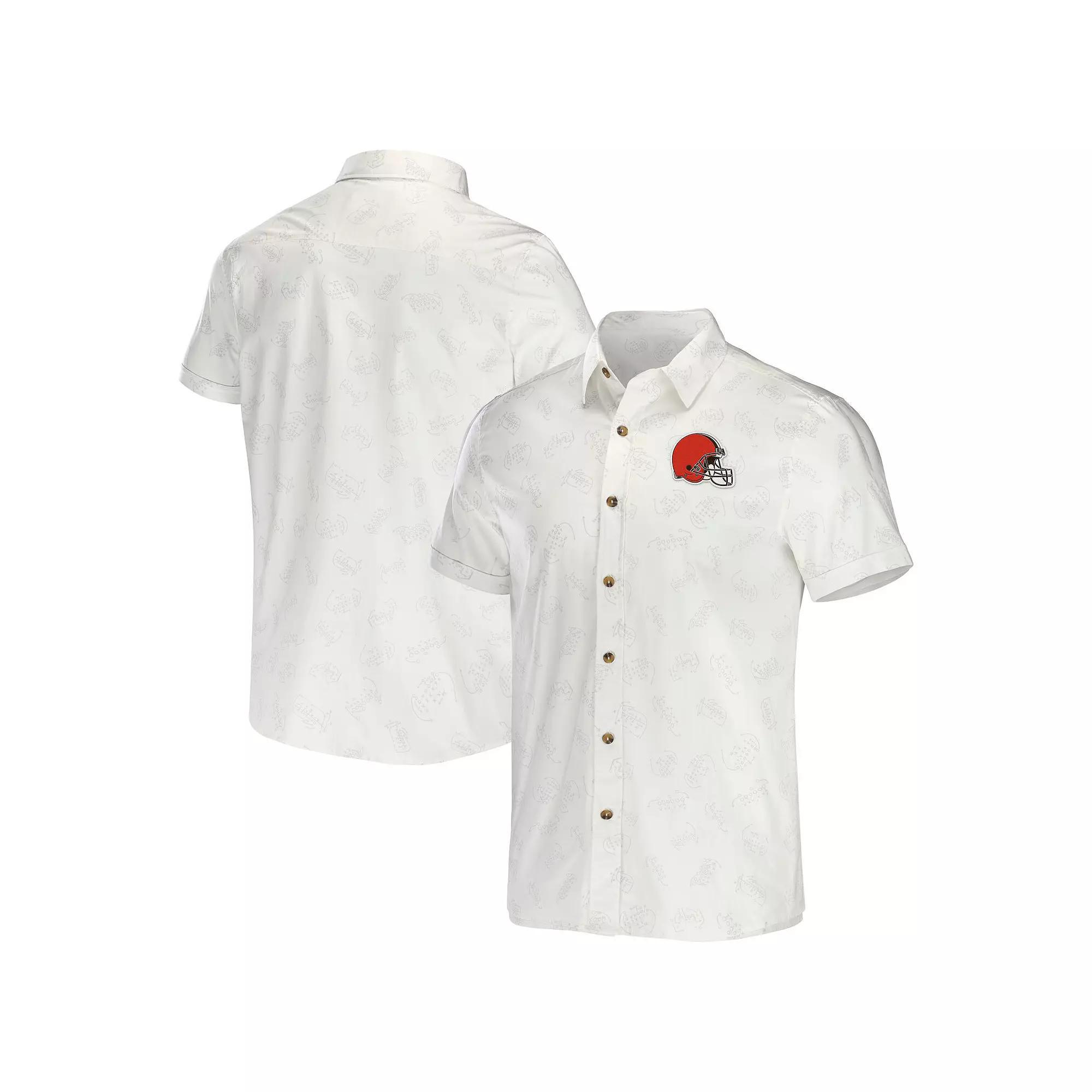 Men's NFL x Darius Rucker Collection by Fanatics White Cleveland Browns Woven Button-Up T-Shirt, Size: Medium Product Image