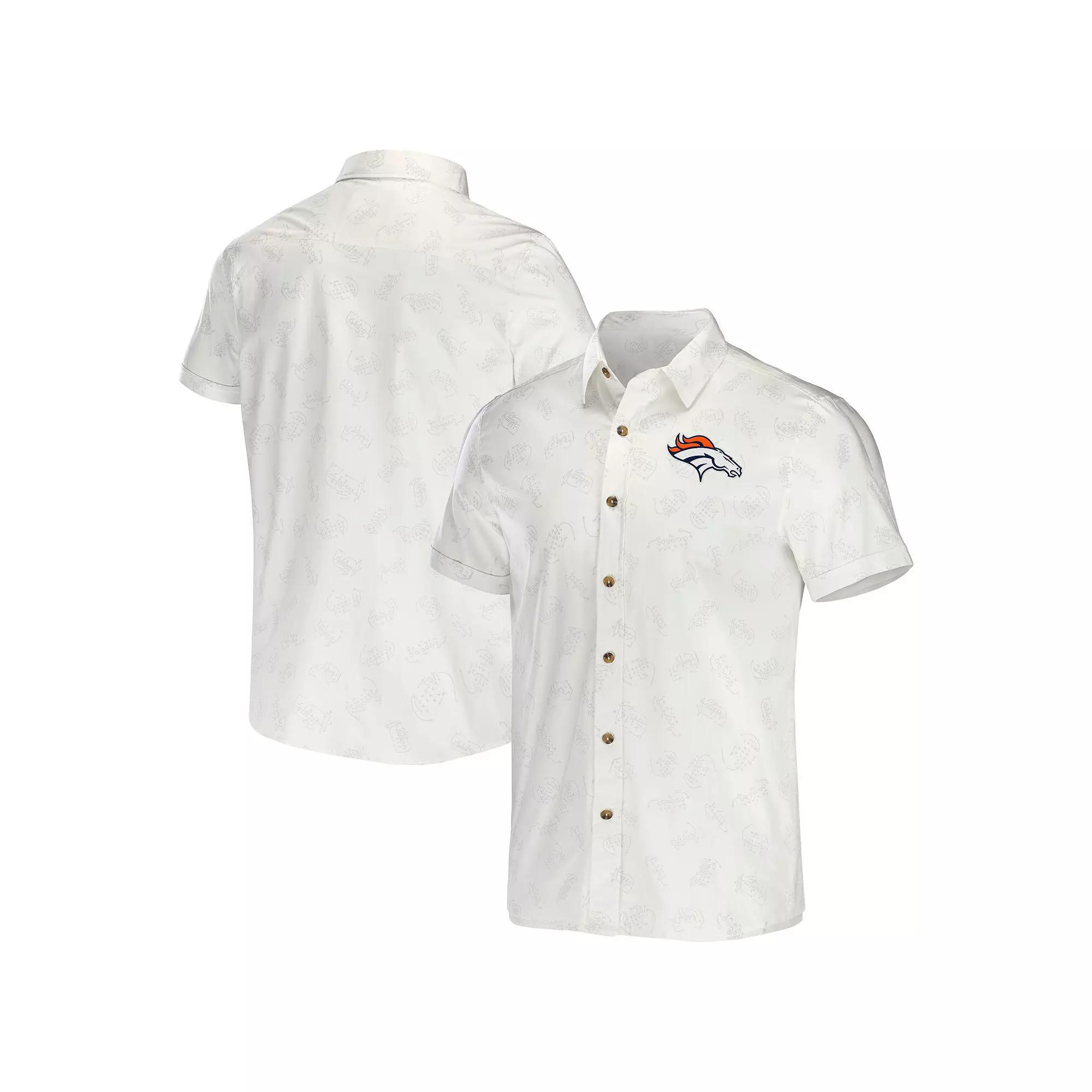 Men's NFL x Darius Rucker Collection by Fanatics White Denver Broncos Woven Button-Up T-Shirt, Size: Medium Product Image