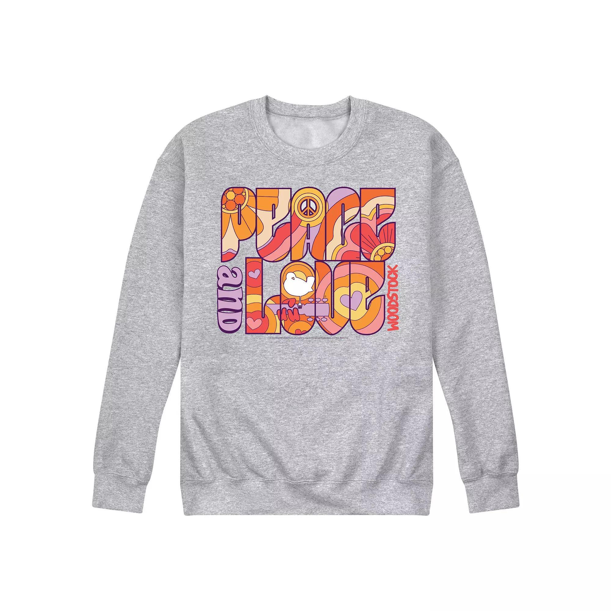 Mens Woodstock Peace And Love Graphic Fleece Blue Product Image