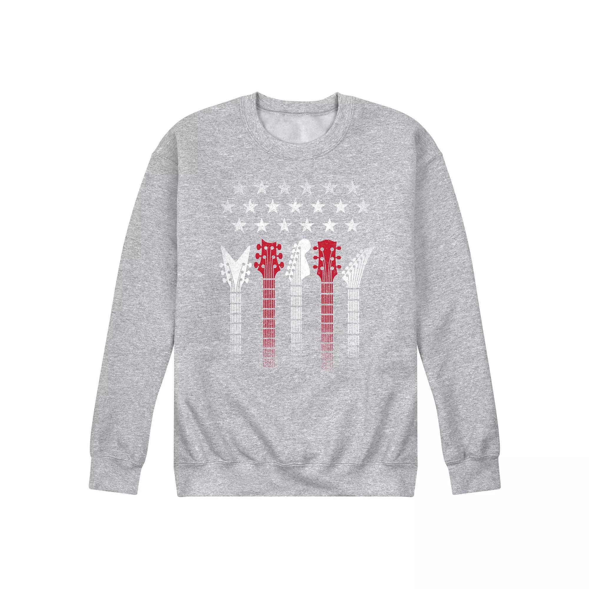 Mens Americana Flag Guitars Fleece Sweatshirt Blue Product Image