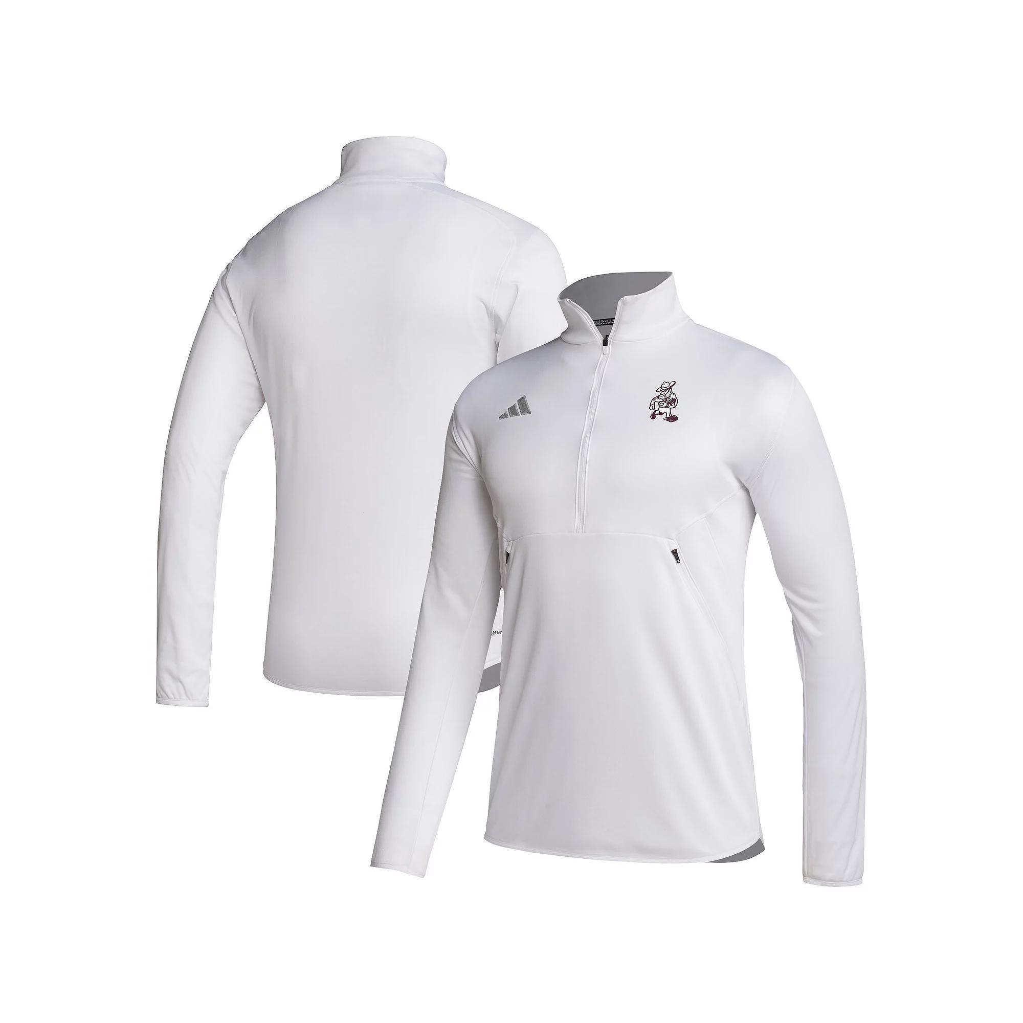 Men's adidas  White Texas A&M Aggies Ol' Sarge Sideline Knit Quarter-Zip Pullover Top, Size: XL Product Image