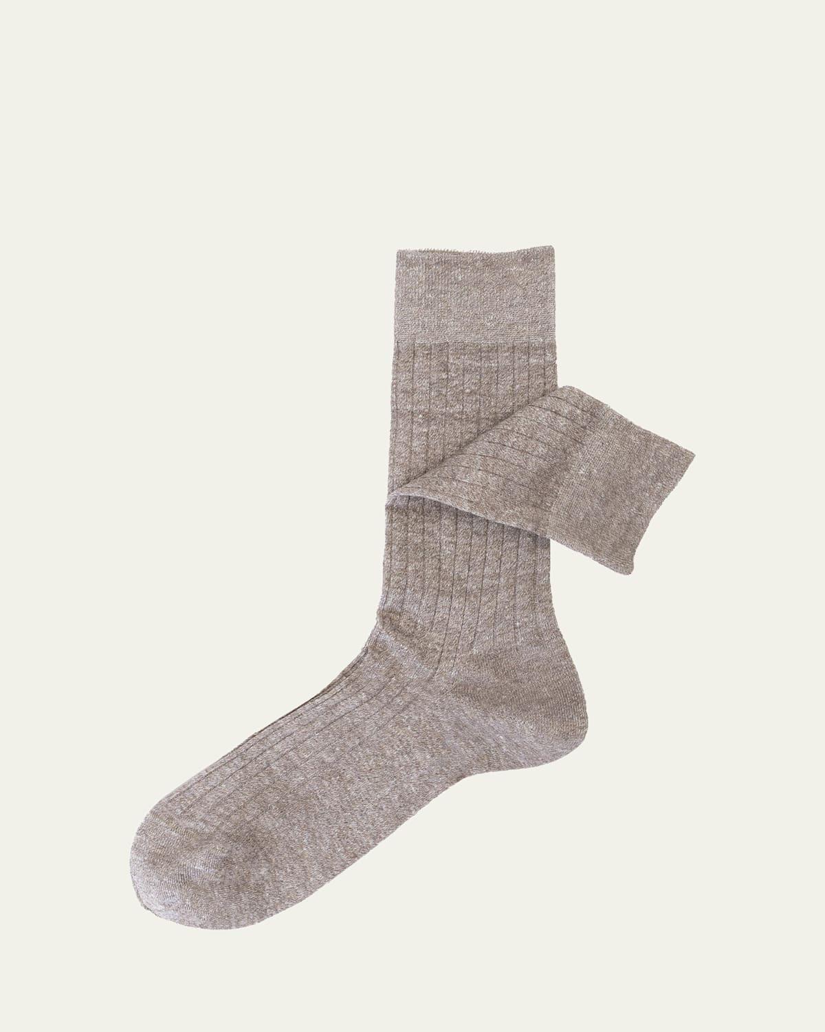 Men's Linen and Cotton Rib Crew Socks Product Image