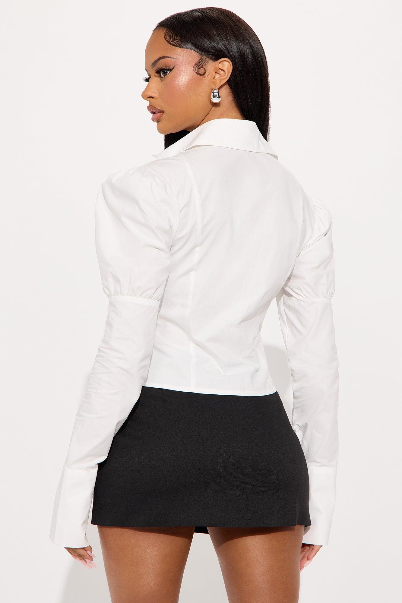 More Than You Think Lace Up Poplin Shirt - White Product Image