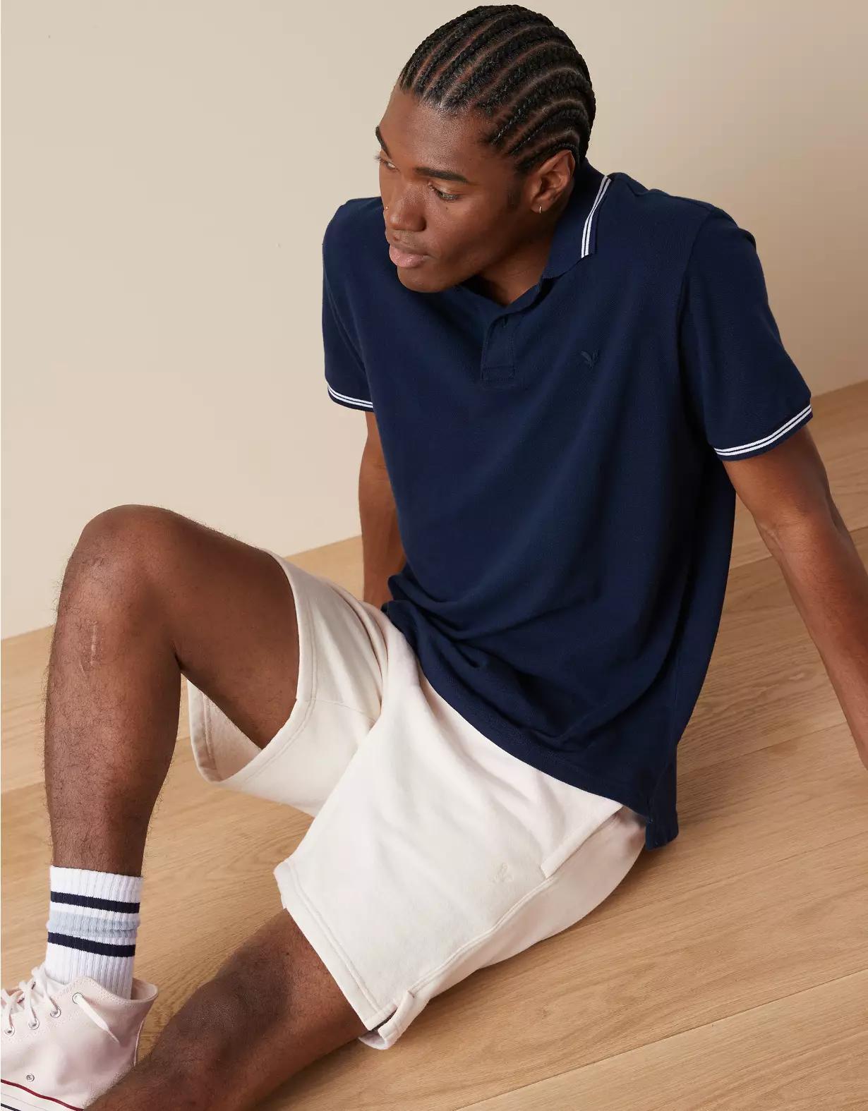 AE Lived-In Pique Polo Shirt Product Image