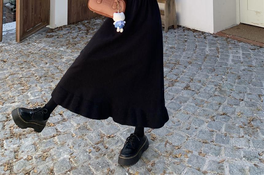 Long-Sleeve Crew Neck Floral Sweater / Spaghetti Strap Midi A-Line Dress Product Image