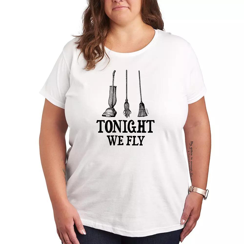 Disney's Hocus Pocus Plus Size Tonight We Fly Graphic Tee, Women's, Size: 1XL, White Product Image
