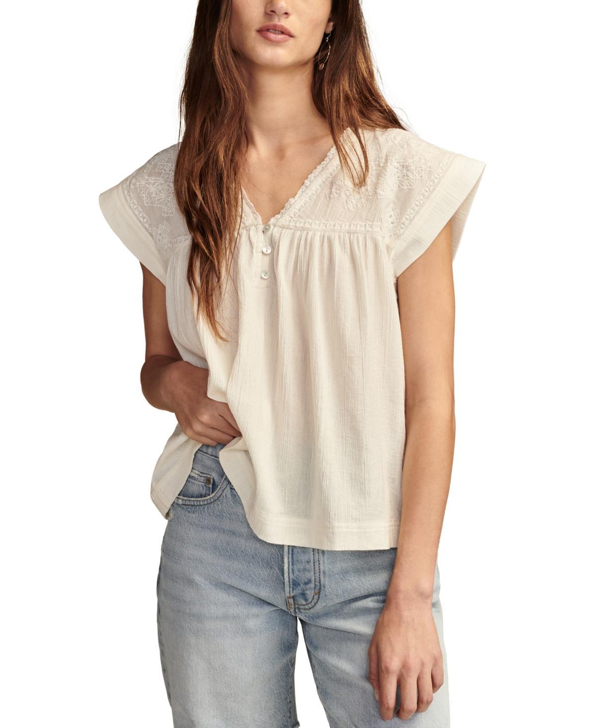 Lucky Brand Womens Cotton Eyelet Dancing Bears Tank Top Product Image