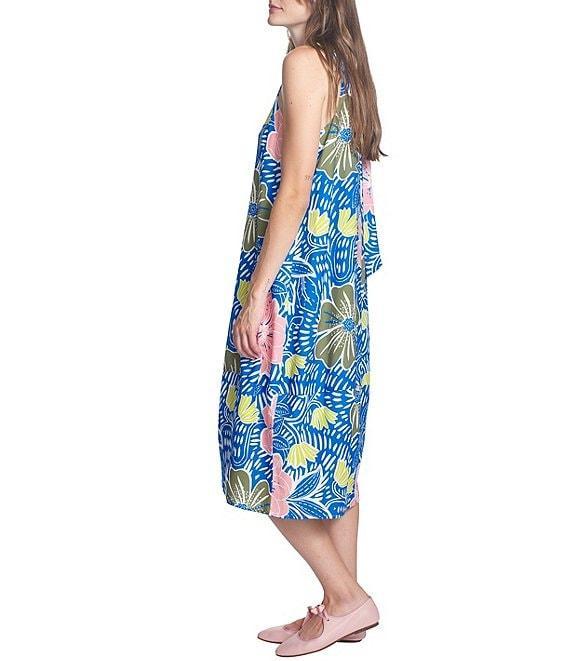 COREY LYNN CALTER Esmerelda Floral Crepe V-Neck Sleeveless Tie Back Midi Dress Product Image