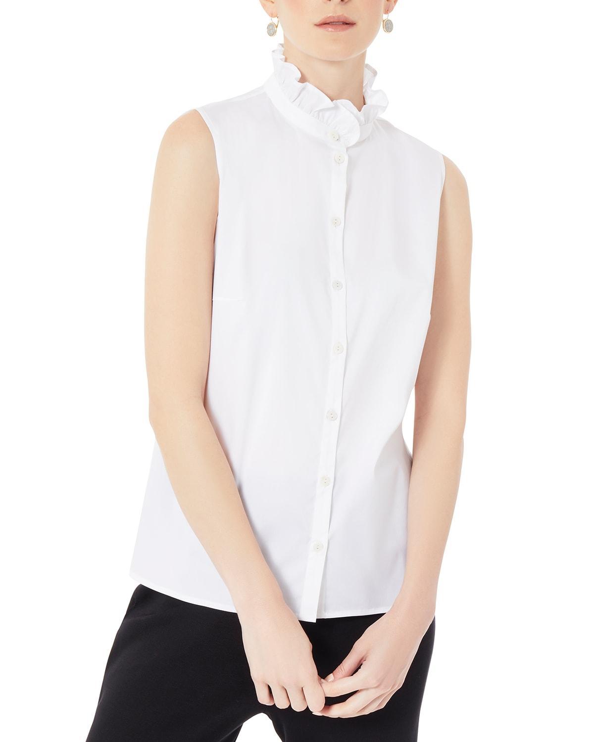 Misook Ruffle Collar Sleeveless Shirt Product Image