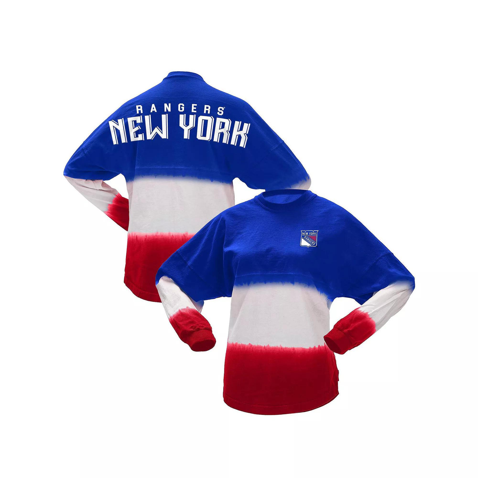 Women's Fanatics Branded Blue/Red New York Rangers Ombre Long Sleeve T-Shirt, Size: Small, Ran Blue Product Image